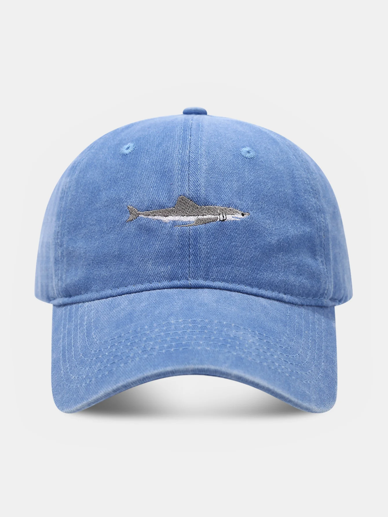 Shark bestickte gewaschene Baseballkappe - Image 8