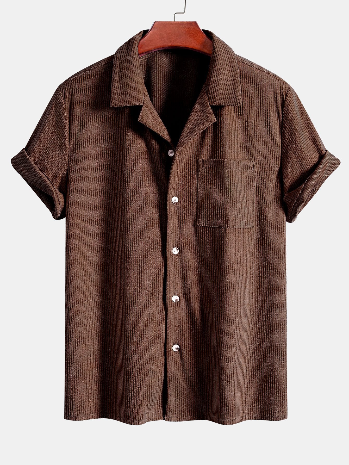 Kurzarm-Corduroy-Cuban-Shirt - Image 5
