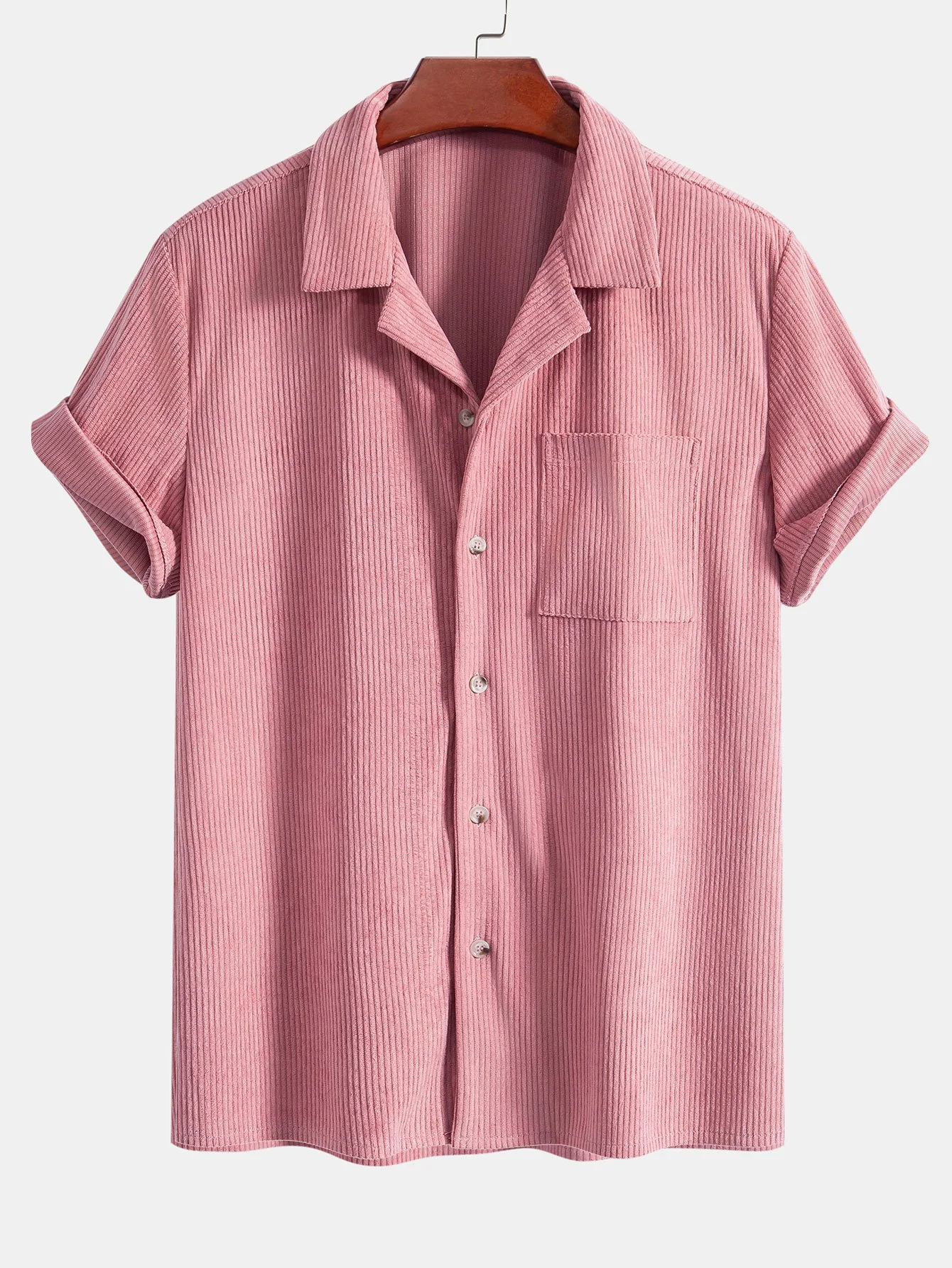 Kurzarm-Corduroy-Cuban-Shirt & Shorts - Image 4