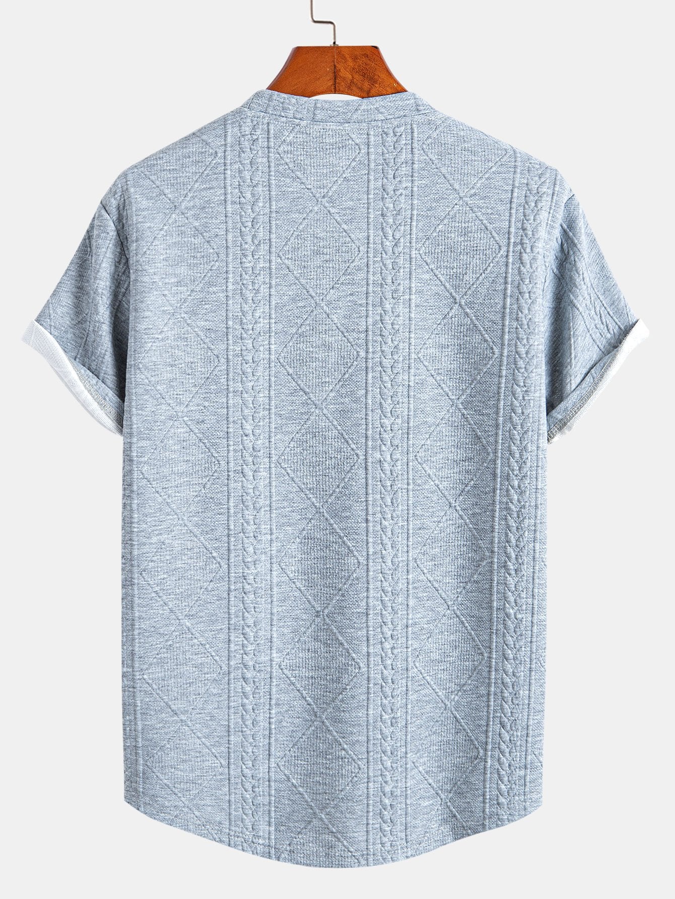Kurzarm Geometrisches Jacquard T-Shirt mit Bogen-Saum & Shorts - Image 12