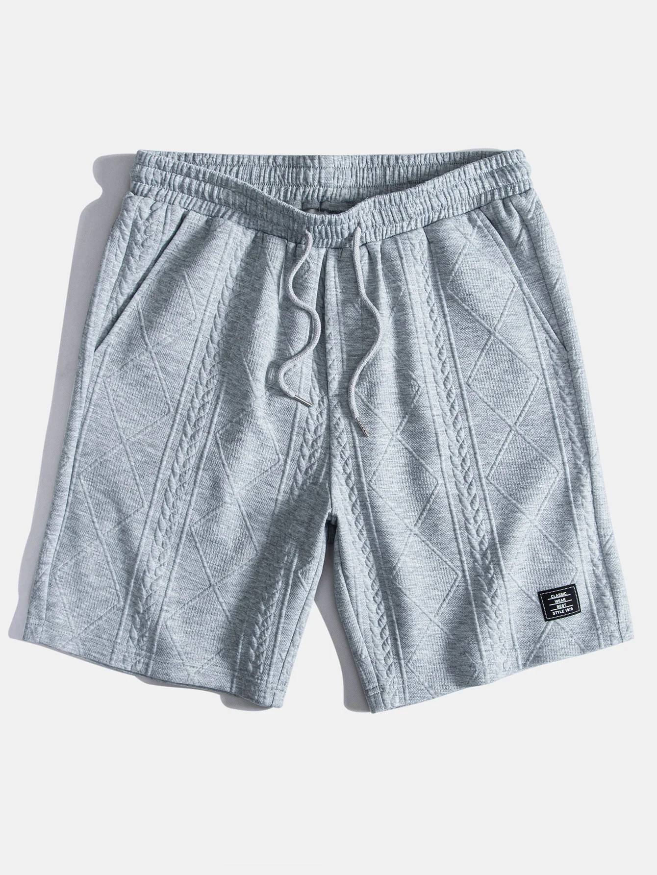 Kurzarm Geometrisches Jacquard T-Shirt mit Bogen-Saum & Shorts - Image 17