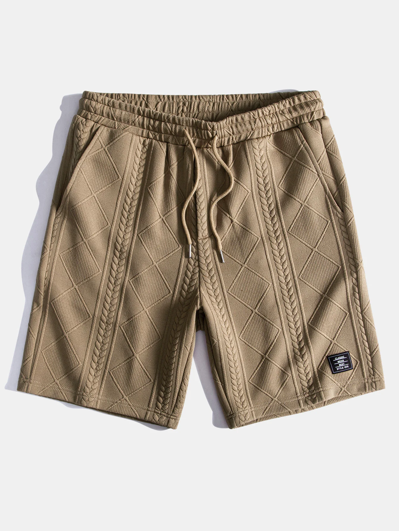 Kurzarm Geometrisches Jacquard T-Shirt mit Bogen-Saum & Shorts - Image 19