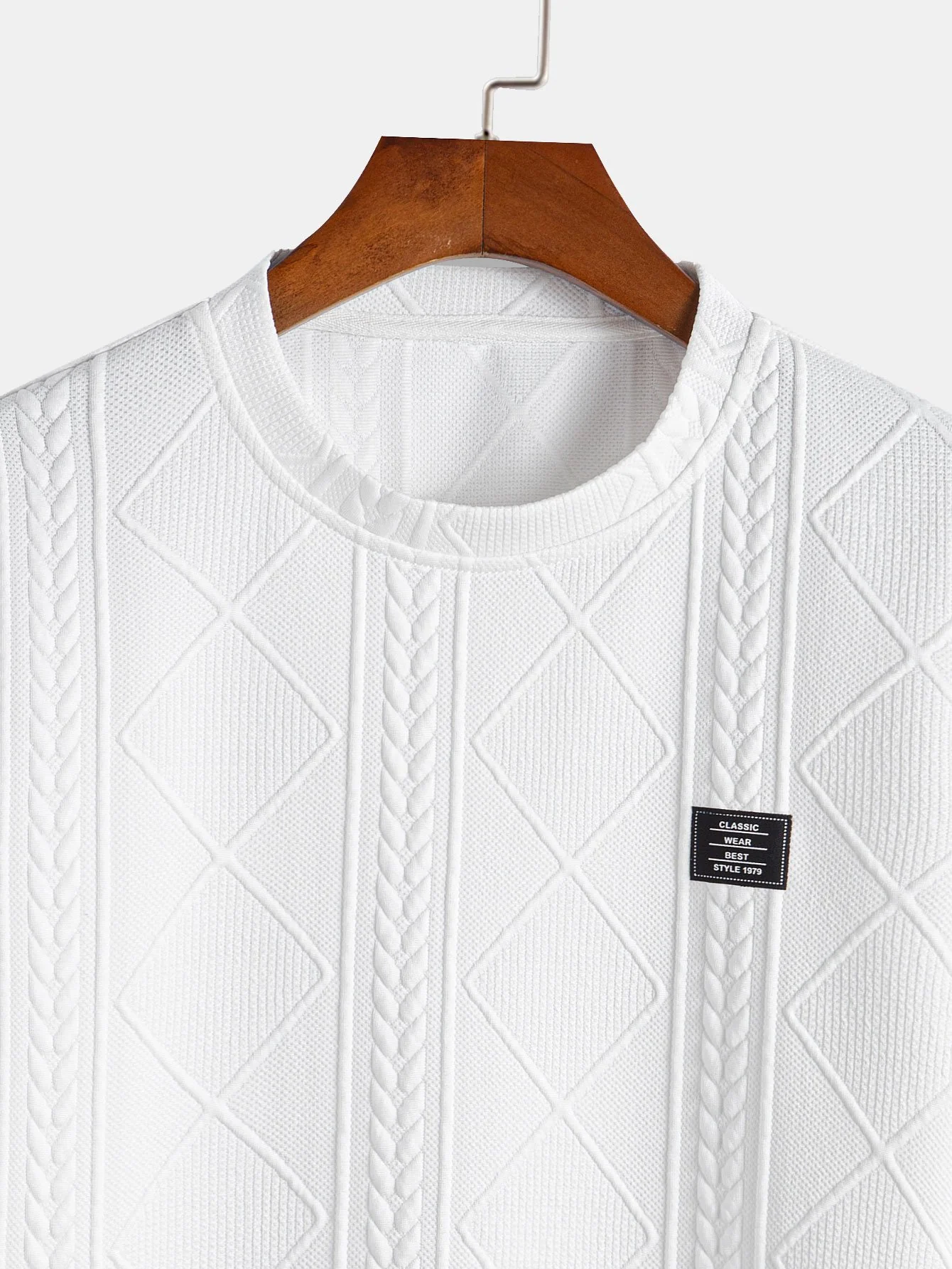 Kurzarm Geometrisches Jacquard T-Shirt mit Bogen-Saum & Shorts - Image 22