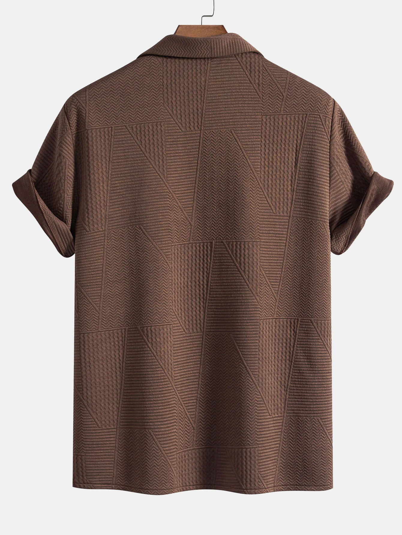 Kurzarm Geometrie Texturiertes Cuban Shirt - Image 2