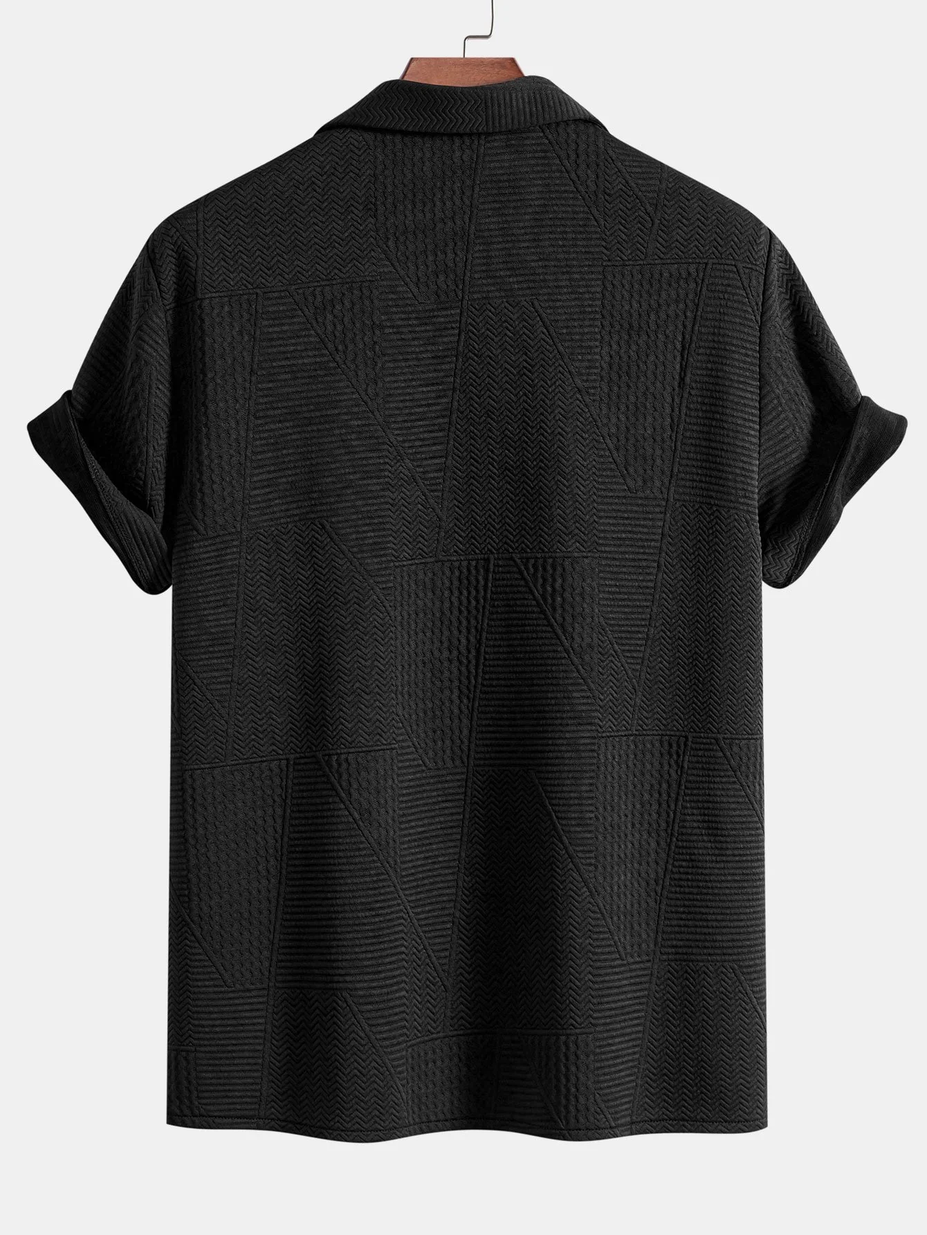 Kurzarm Geometrie Texturiertes Cuban Shirt - Image 6
