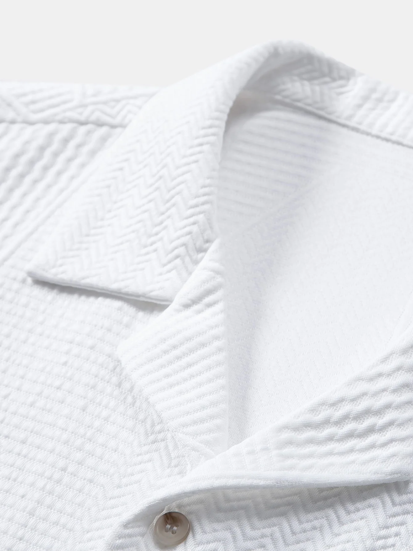 Kurzarm Geometrie Texturiertes Cuban Shirt - Image 9