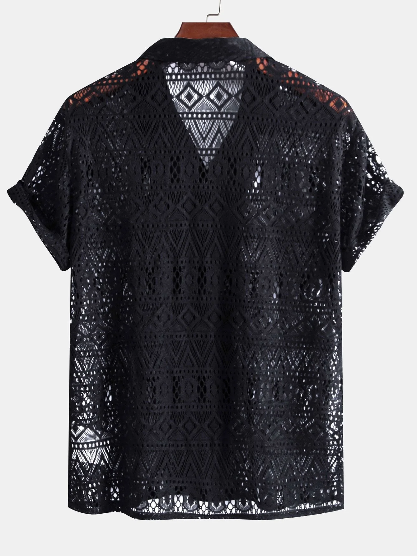 Kurzarm-Geometrie-Strukturierte Cuban-Shirt & Gerade Bein Leinenhose - Image 10