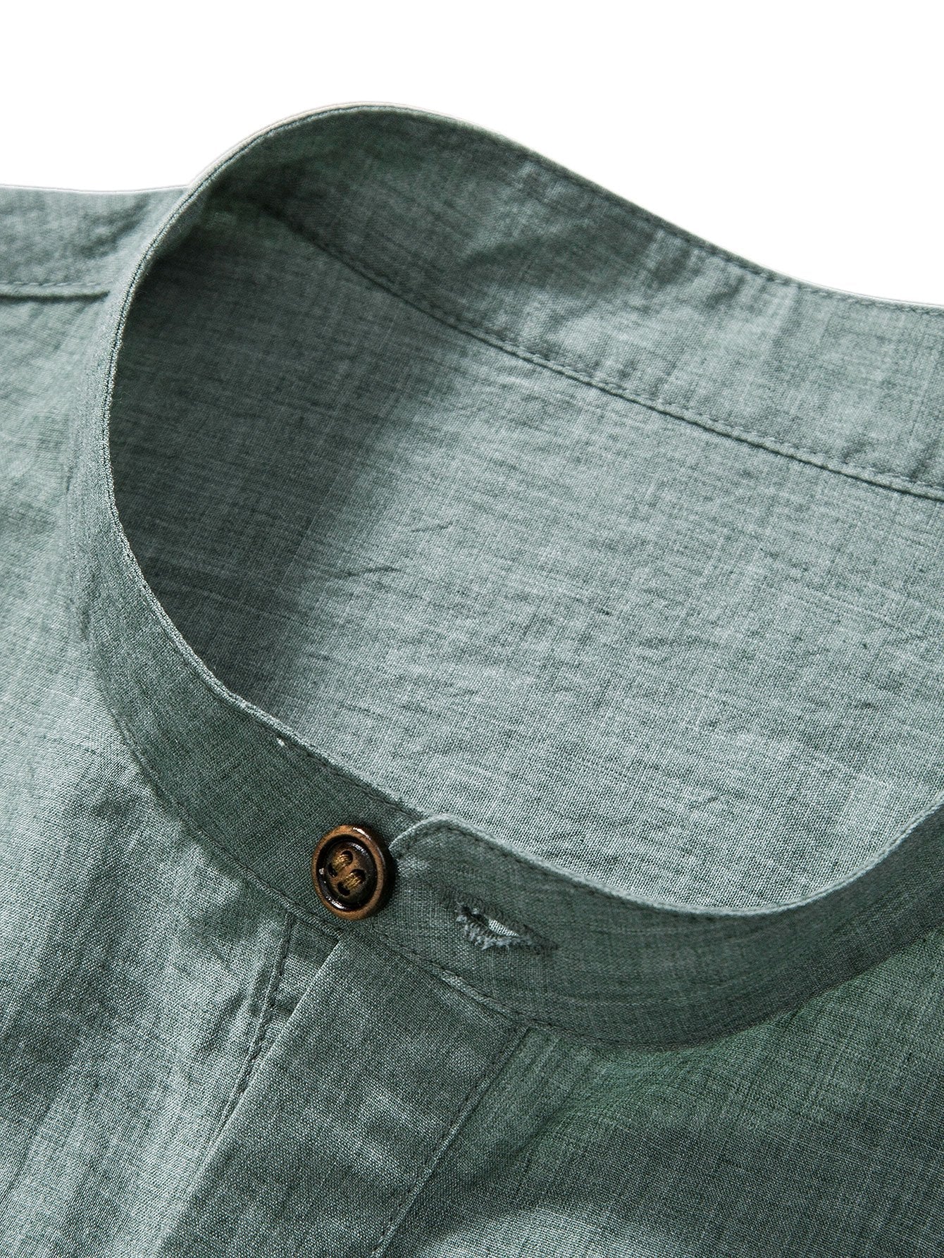 Kurzarm-Halbknopf-Henley-Kragen-Shirt & gerade Leinenhose - Image 11