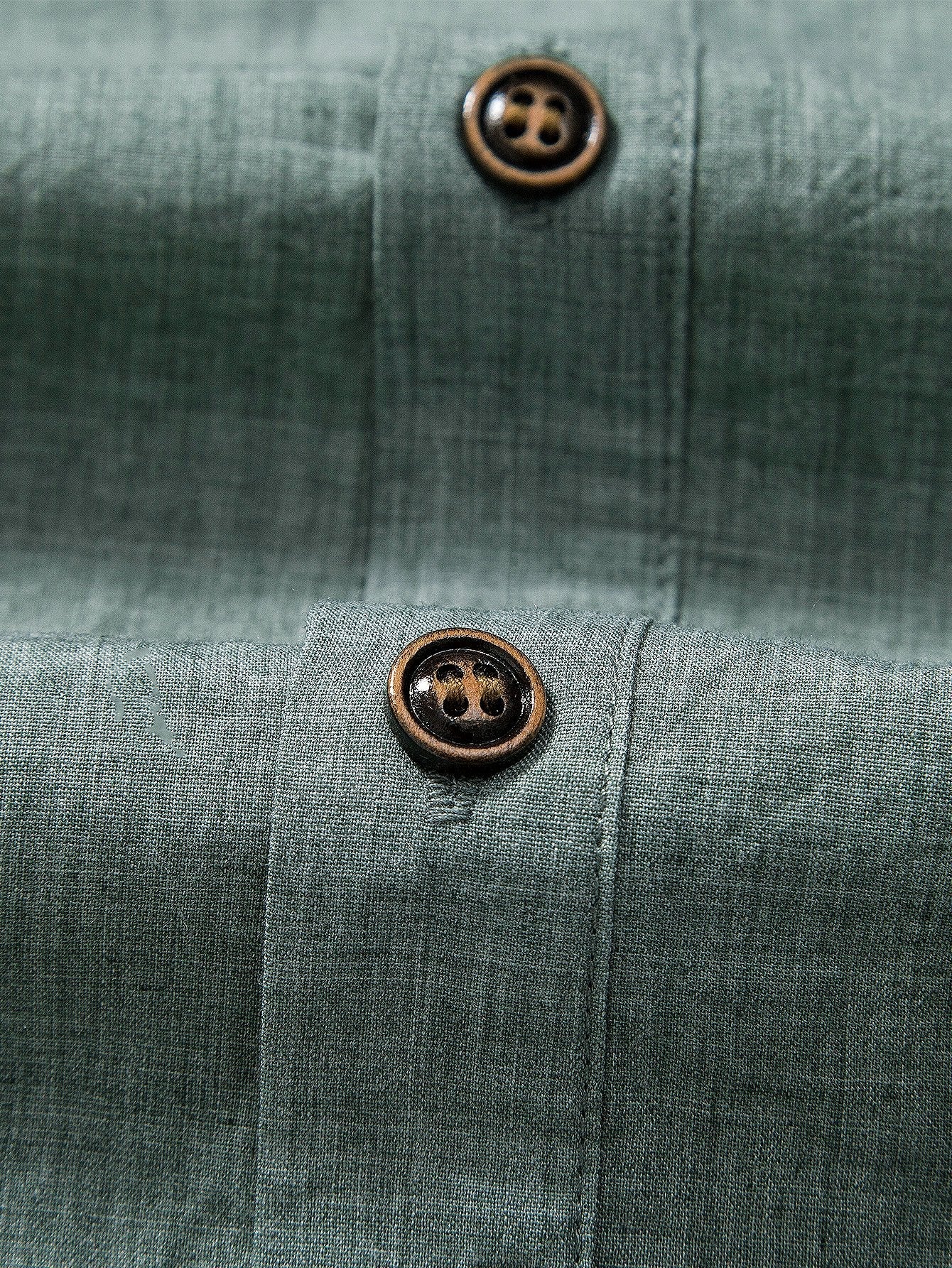 Kurzarm-Halbknopf-Henley-Kragen-Shirt & gerade Leinenhose - Image 13