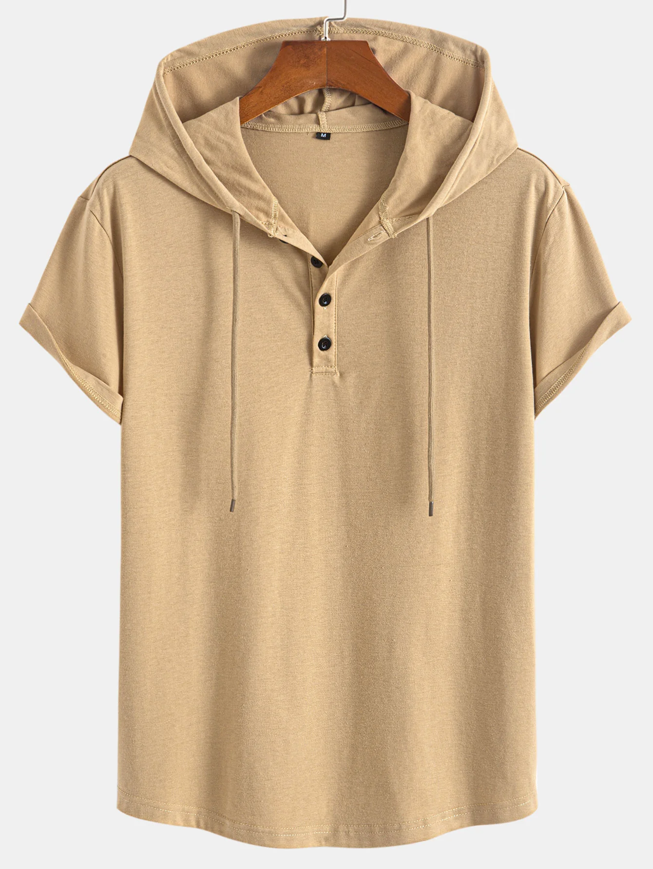 Kurzarm-Henley-Hoodie-T-Shirt - Image 11