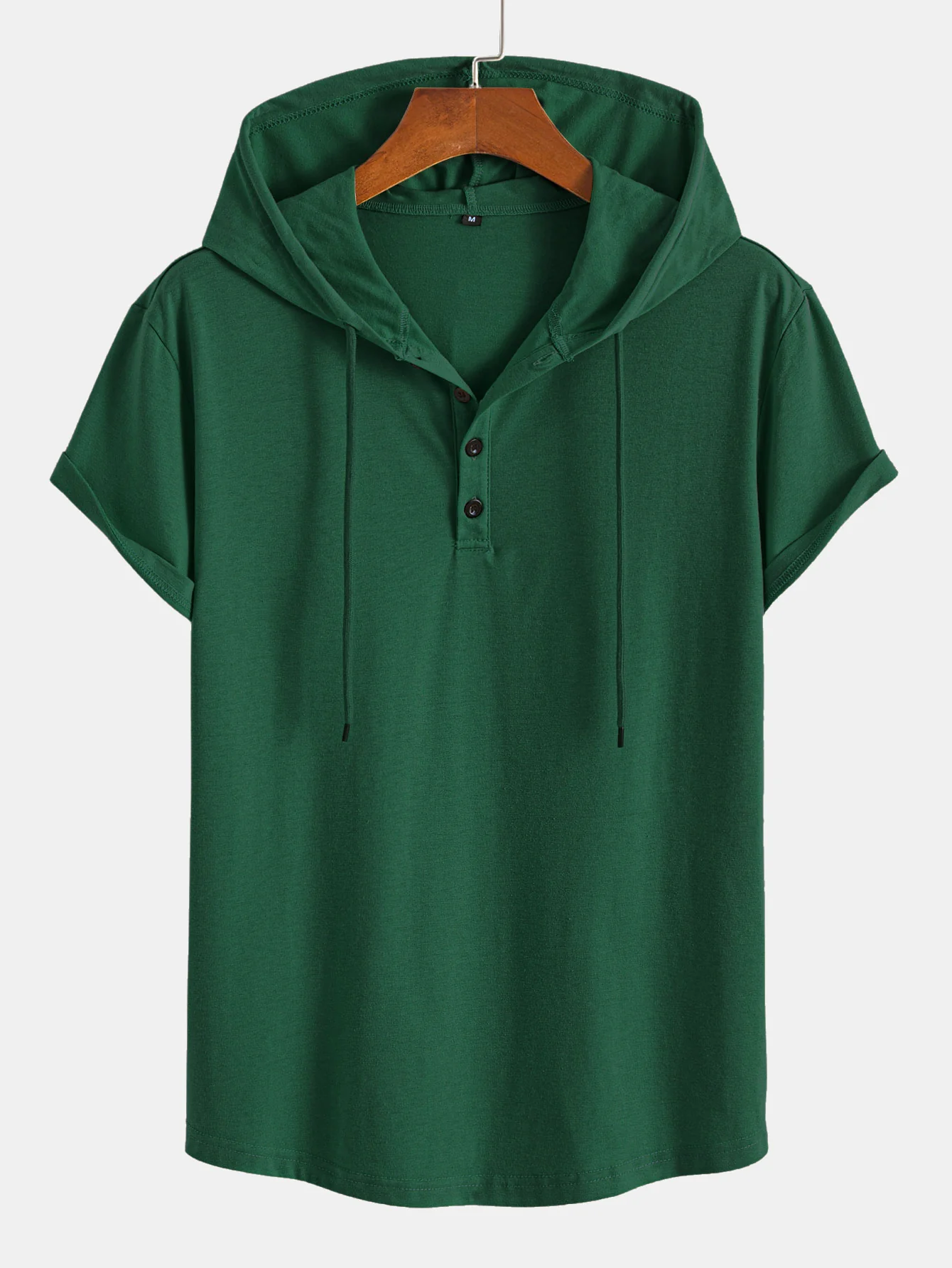 Kurzarm-Henley-Hoodie-T-Shirt - Image 13