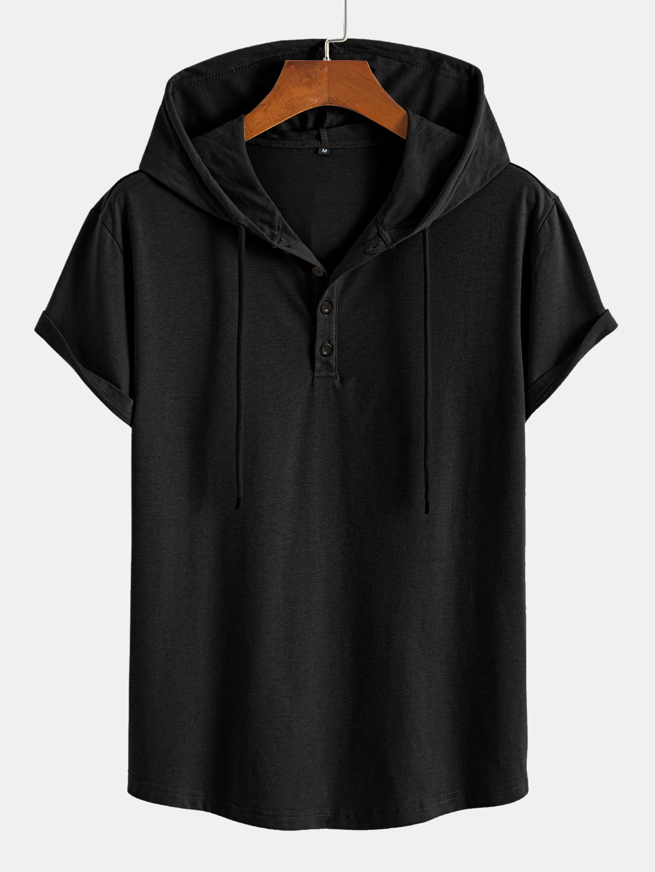 Kurzarm-Henley-Hoodie-T-Shirt - Image 3