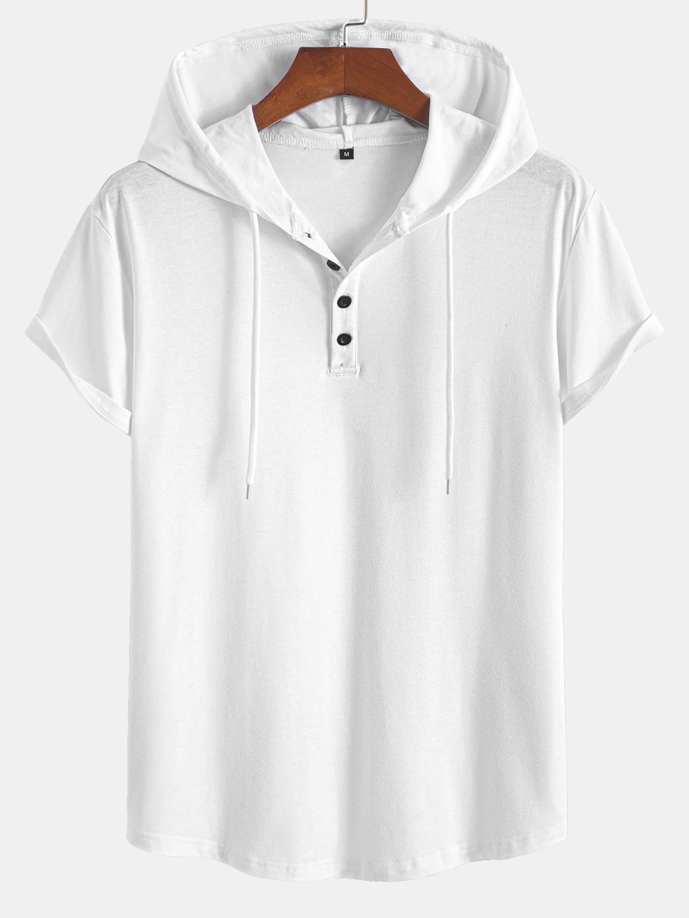 Kurzarm-Henley-Hoodie-T-Shirt - Image 5