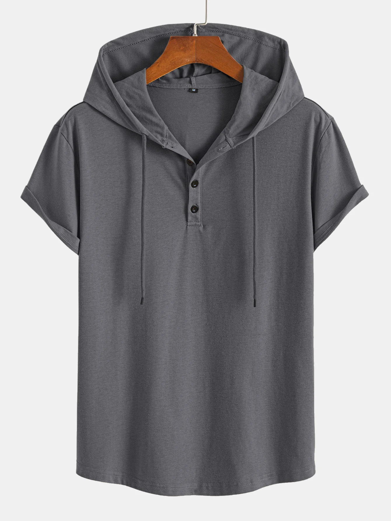 Kurzarm-Henley-Hoodie-T-Shirt - Image 7