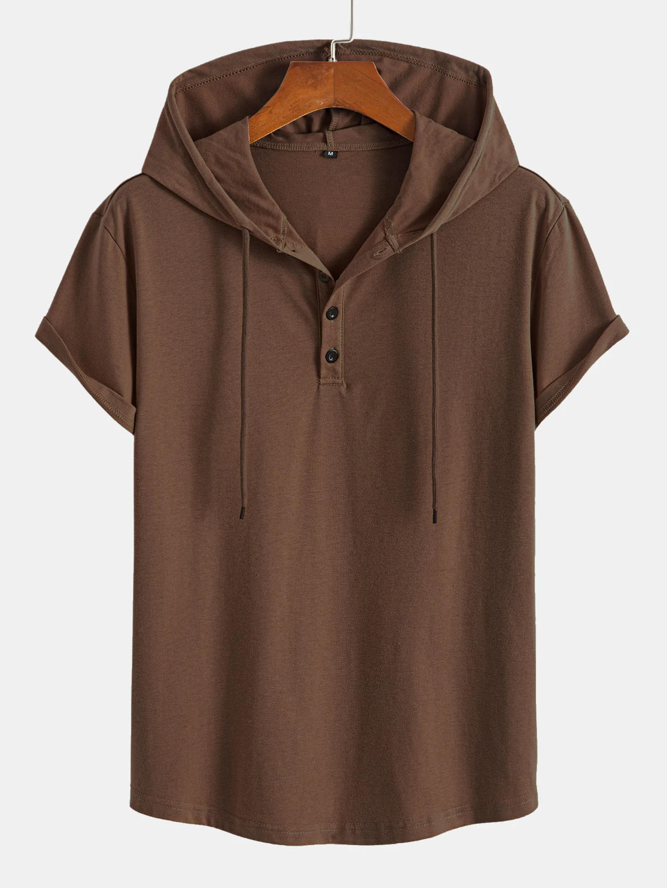 Kurzarm-Henley-Hoodie-T-Shirt - Image 9