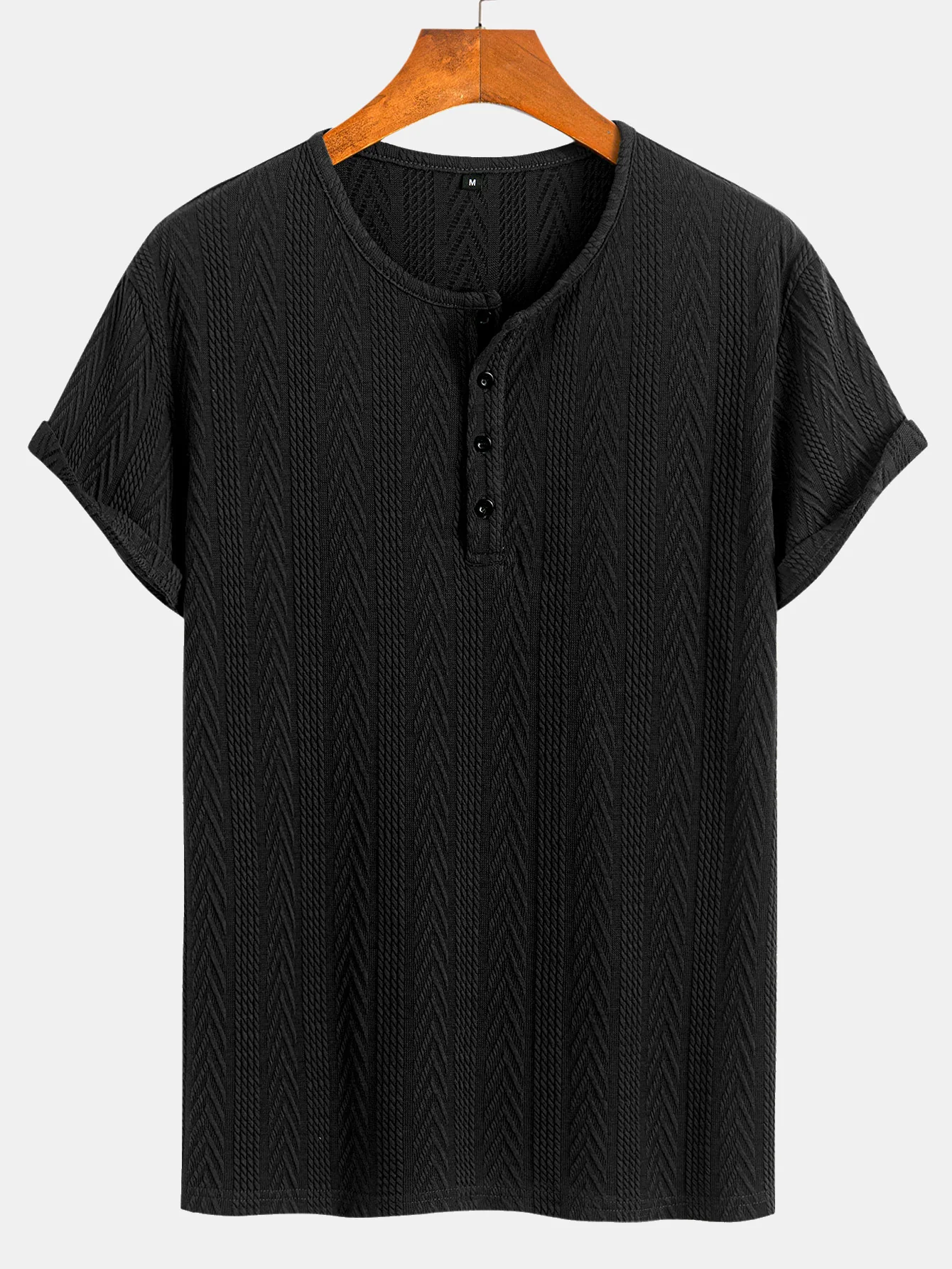Kurzarm-Jacquard-Halbkragen-T-Shirt - Image 3