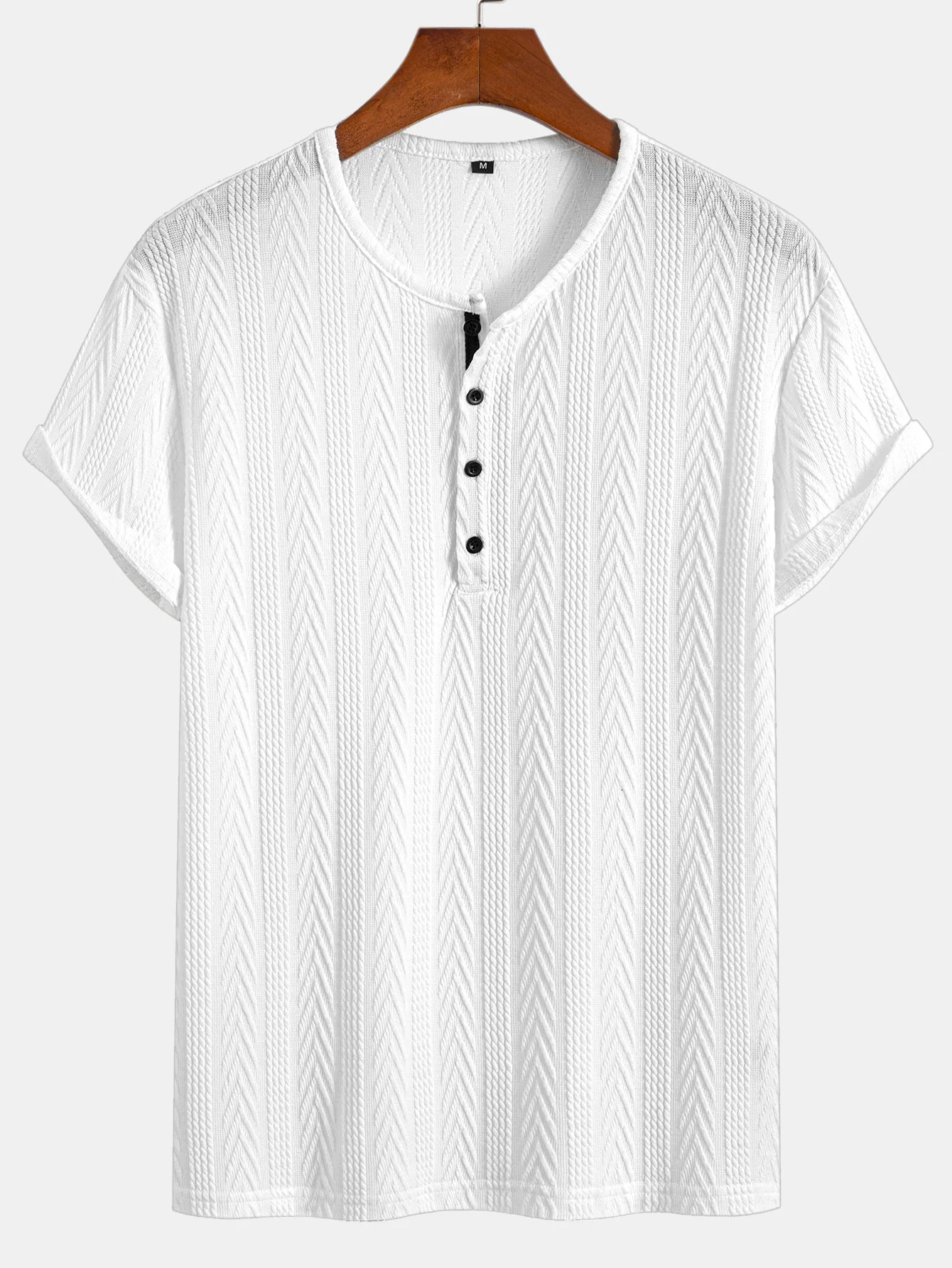 Kurzarm-Jacquard-Halbkragen-T-Shirt - Image 4