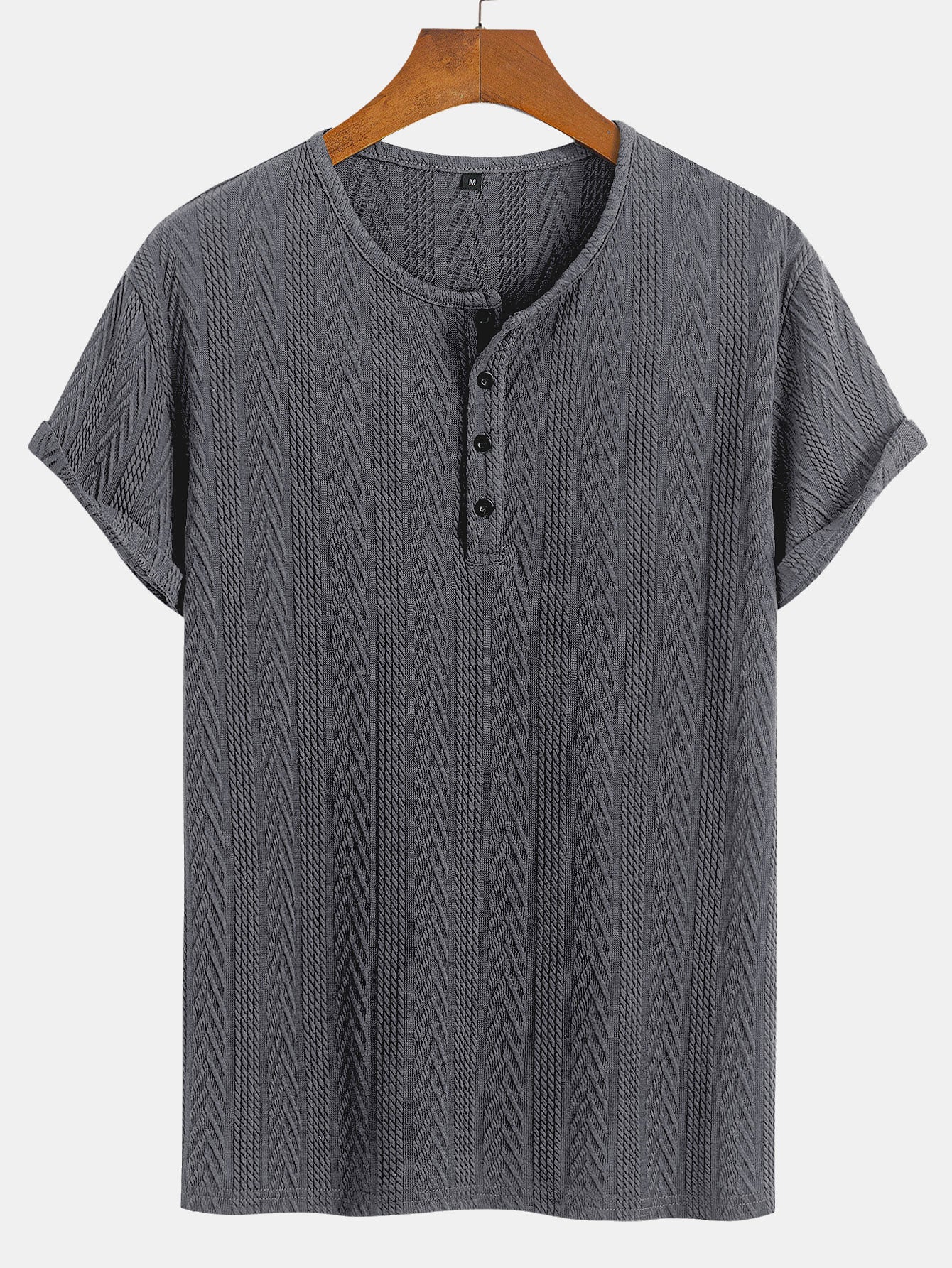 Kurzarm-Jacquard-Halbkragen-T-Shirt - Image 5