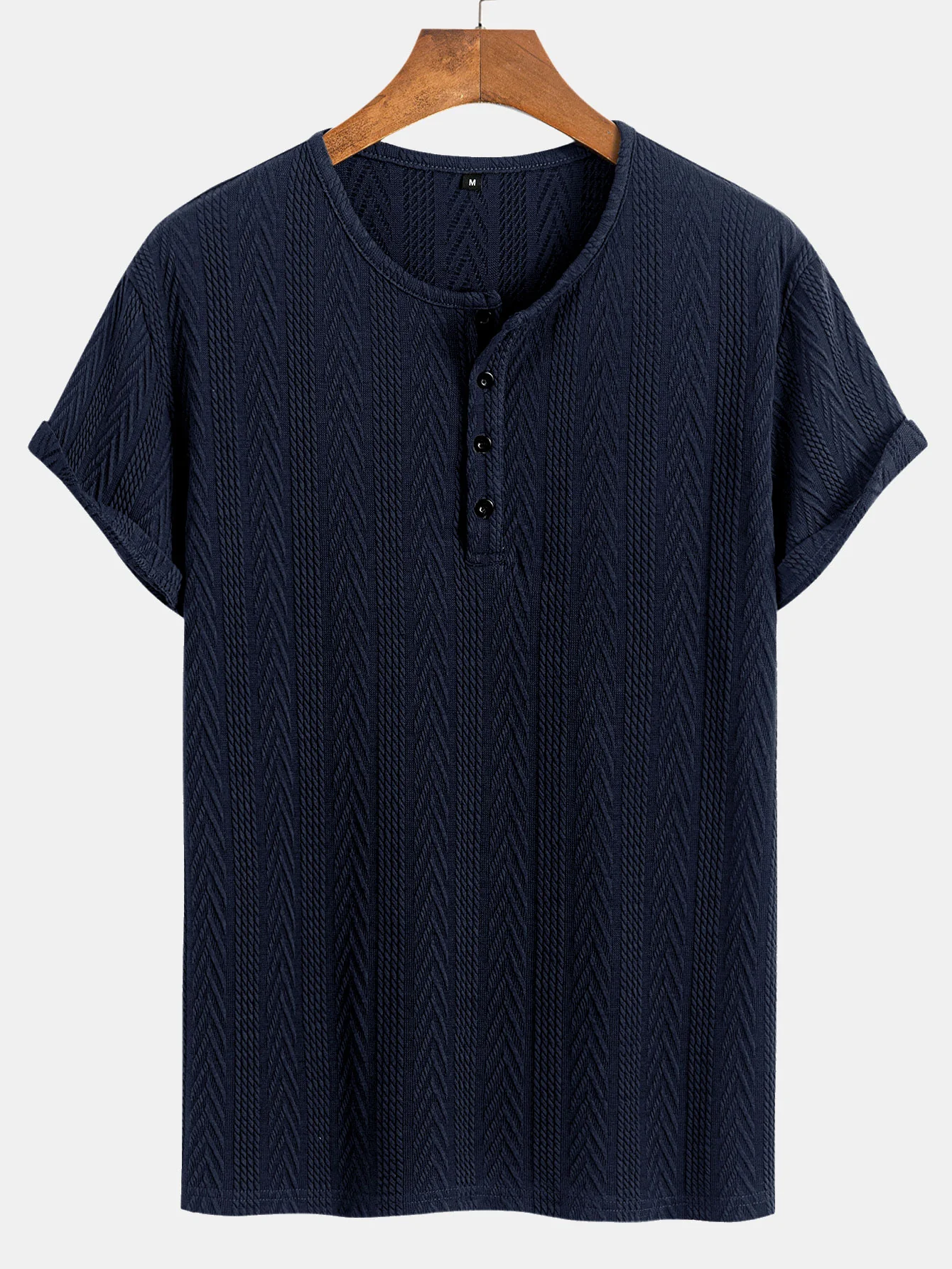 Kurzarm-Jacquard-Halbkragen-T-Shirt - Image 6