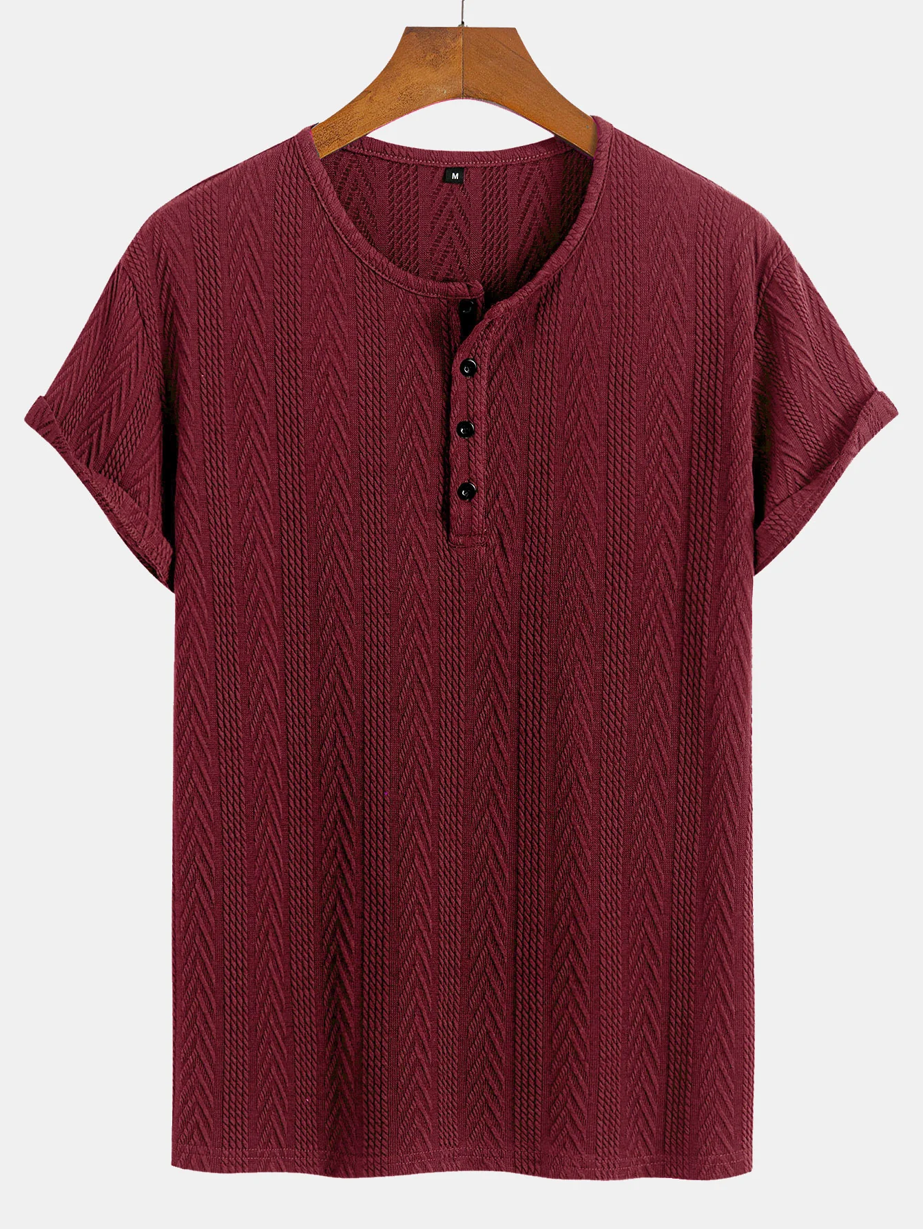 Kurzarm-Jacquard-Halbkragen-T-Shirt - Image 7