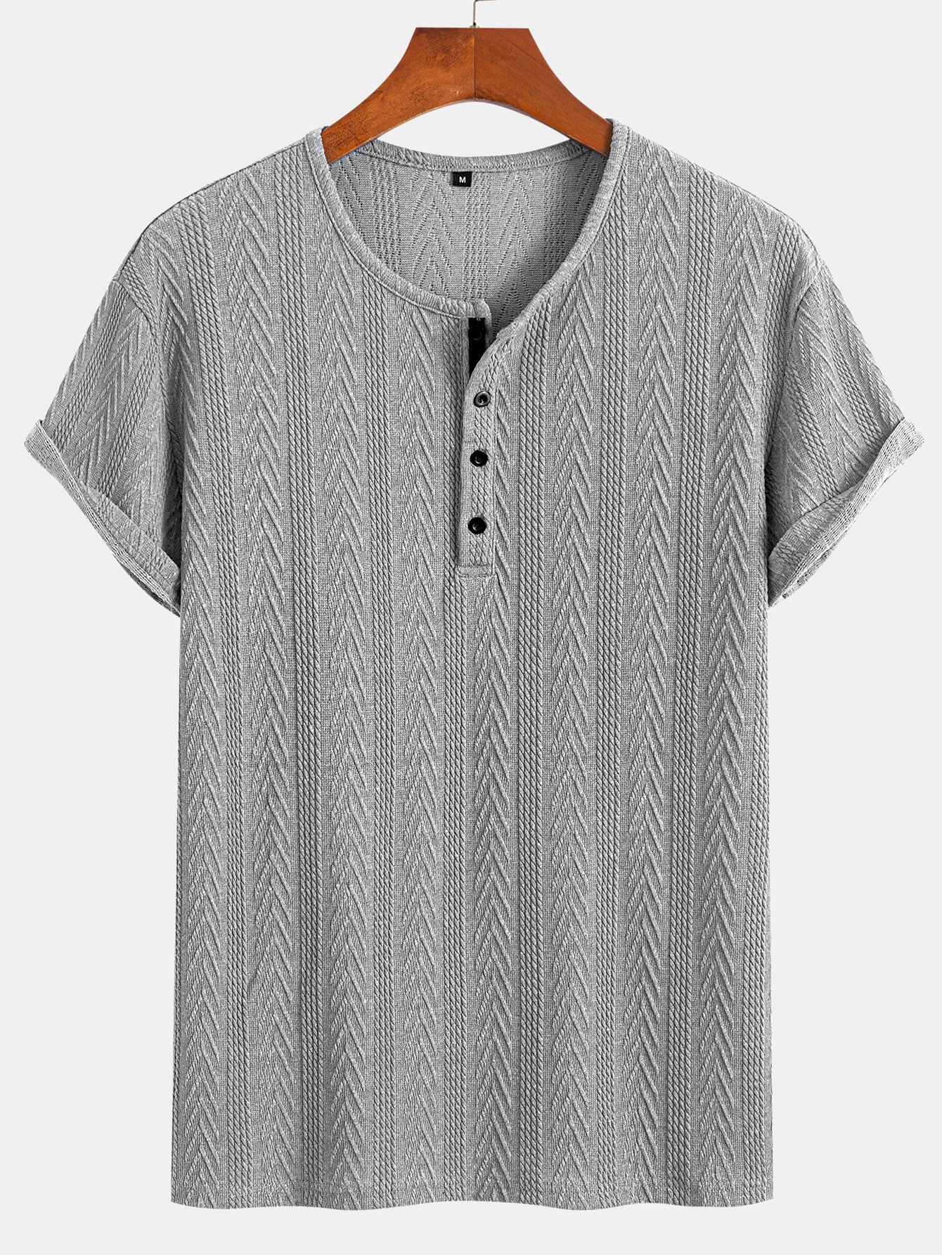 Kurzarm-Jacquard-Halbkragen-T-Shirt - Image 8