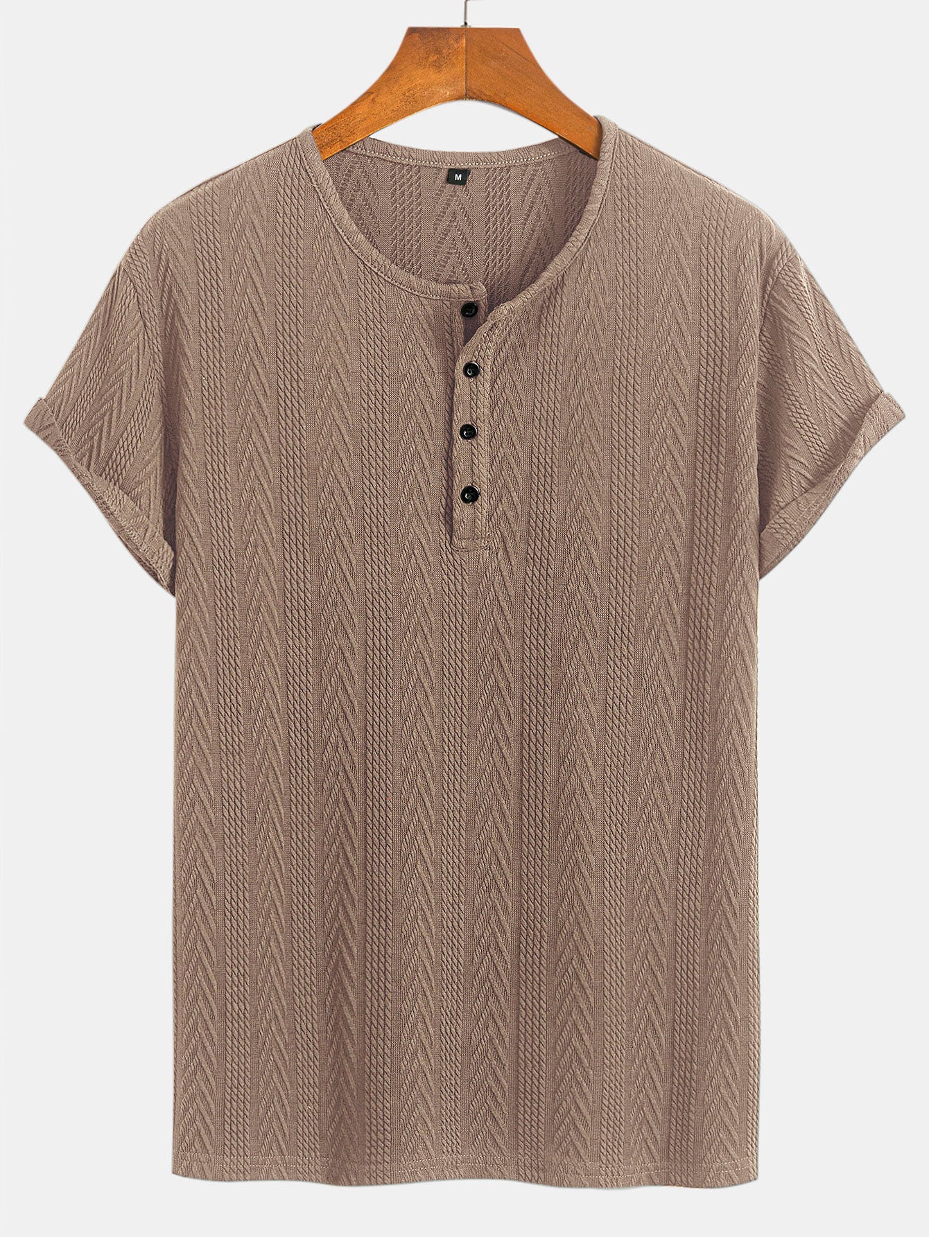Kurzarm-Jacquard-Halbkragen-T-Shirt - Image 9