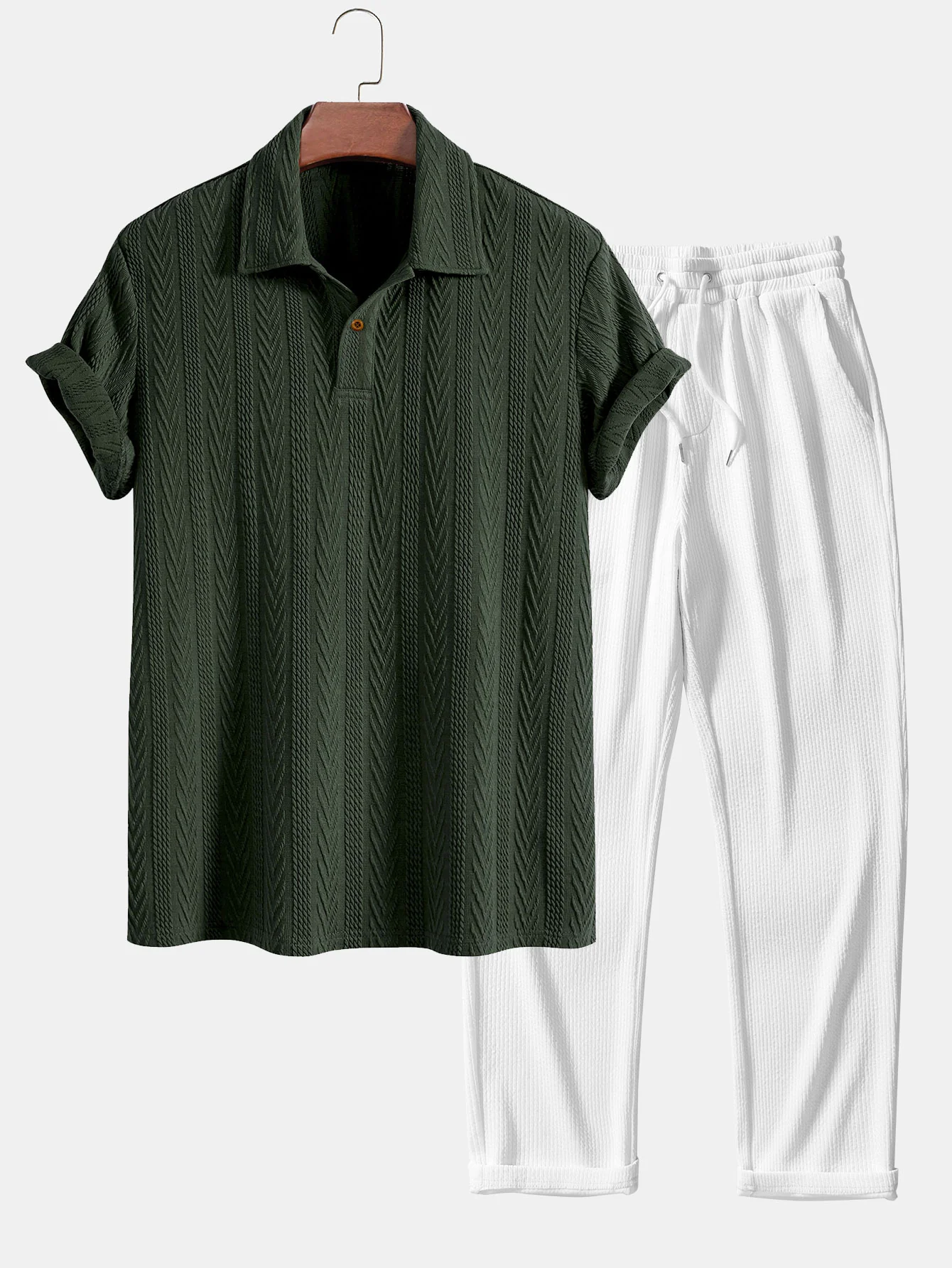 Kurzarm-Jacquard-Polo & gerade geschnittene Ripp-Hosen - Image 4