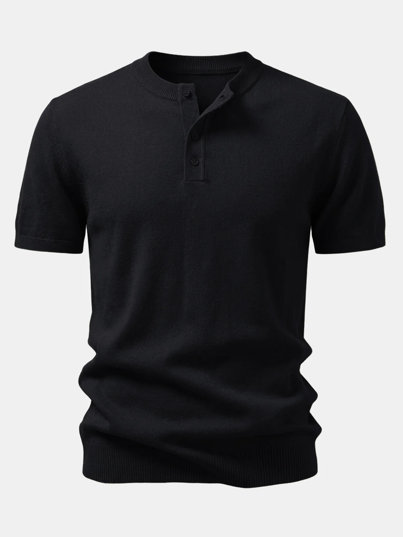 Short Sleeve Knit Henley Shirt - Image 2