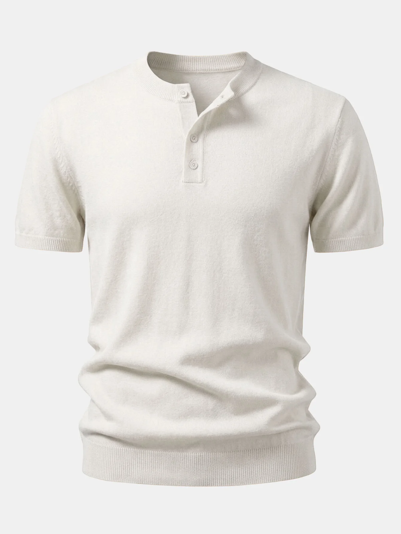 Short Sleeve Knit Henley Shirt - Image 3