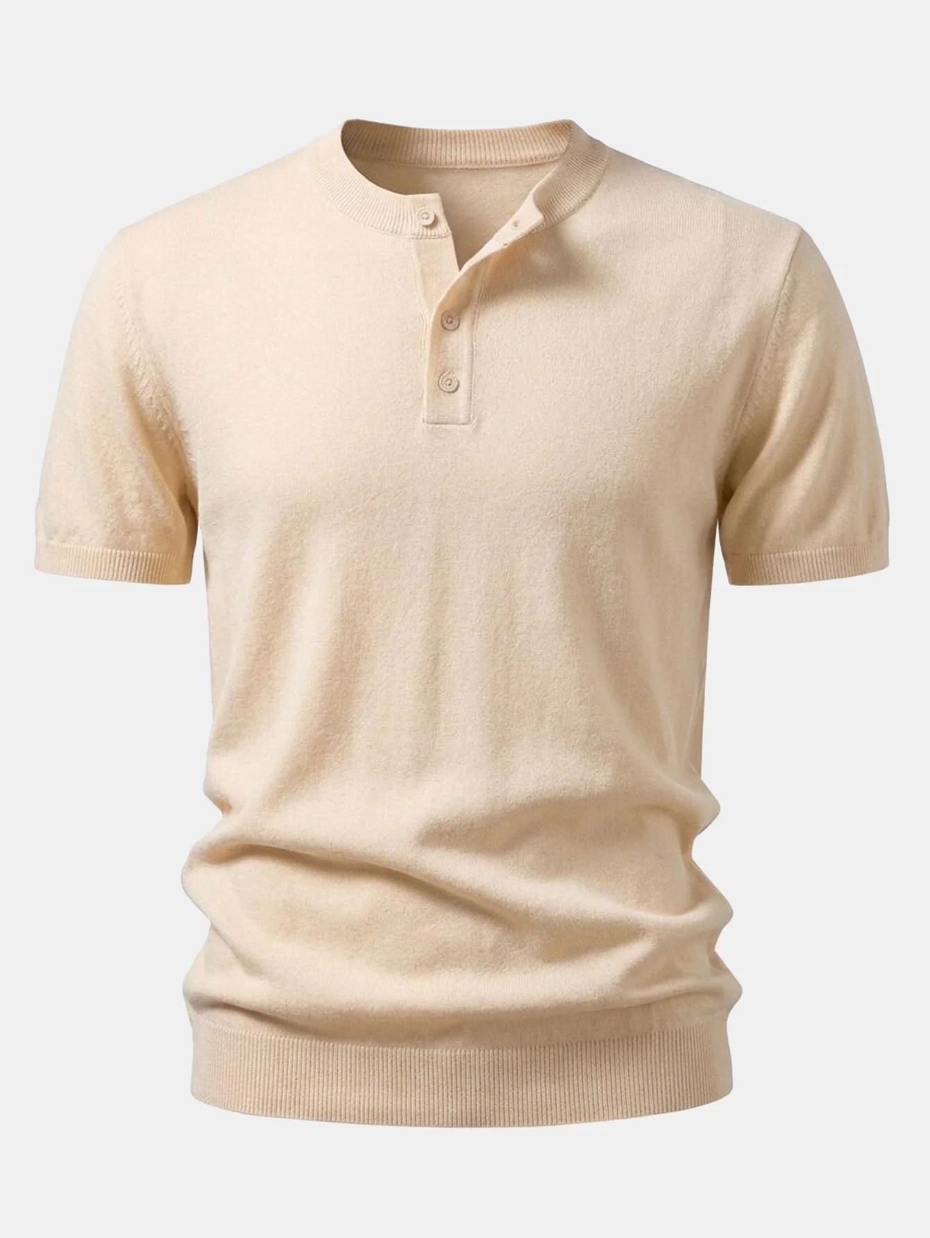 Short Sleeve Knit Henley Shirt - Image 4
