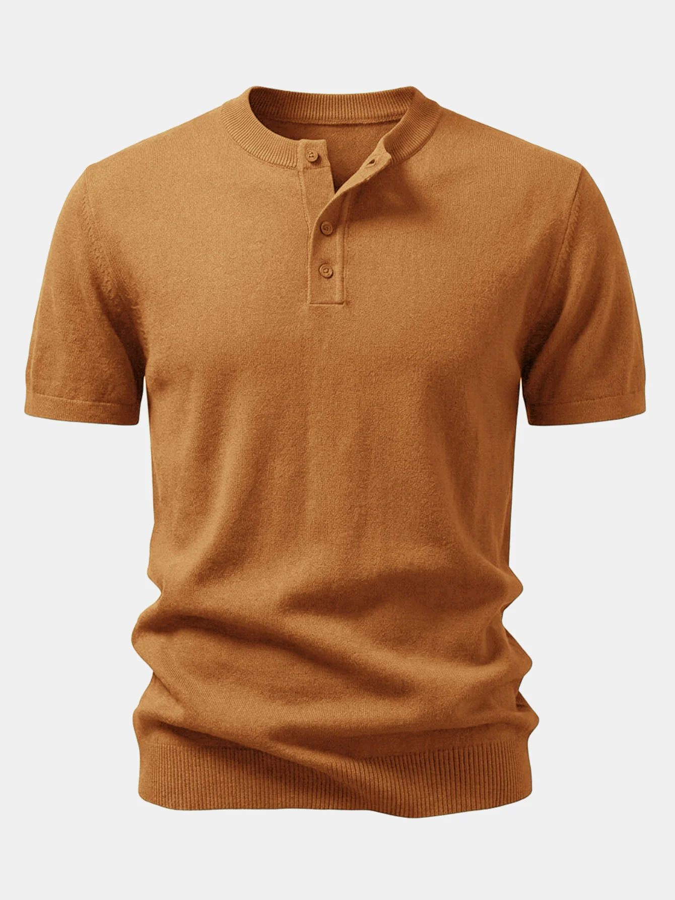 Short Sleeve Knit Henley Shirt - Image 5