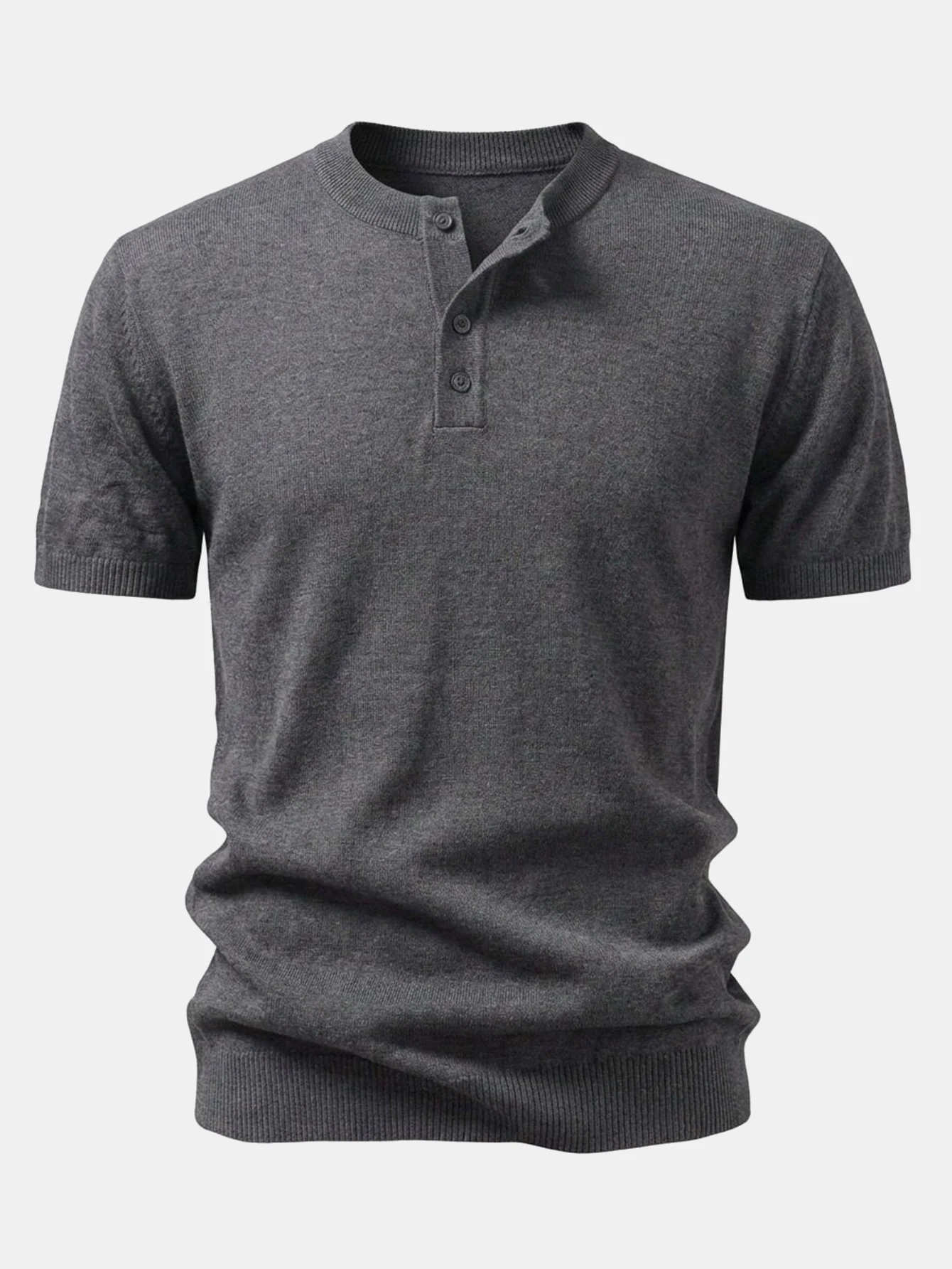 Short Sleeve Knit Henley Shirt - Image 6