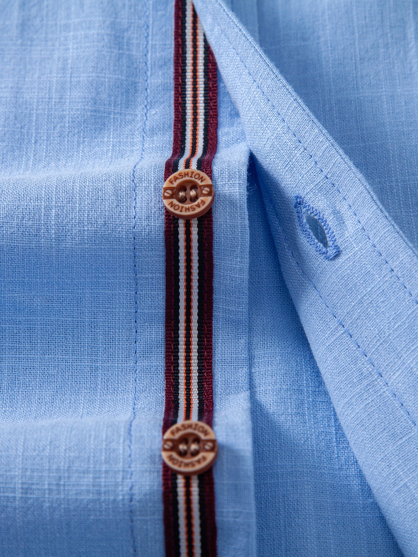 Short Sleeve Linen Look Button Up Shirt - Image 10