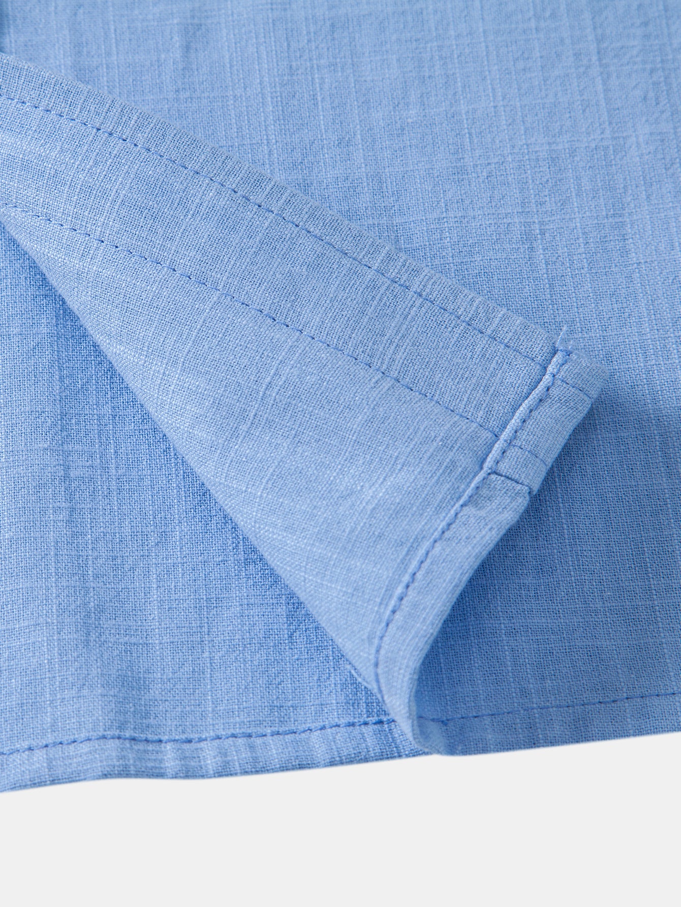 Short Sleeve Linen Look Button Up Shirt - Image 12