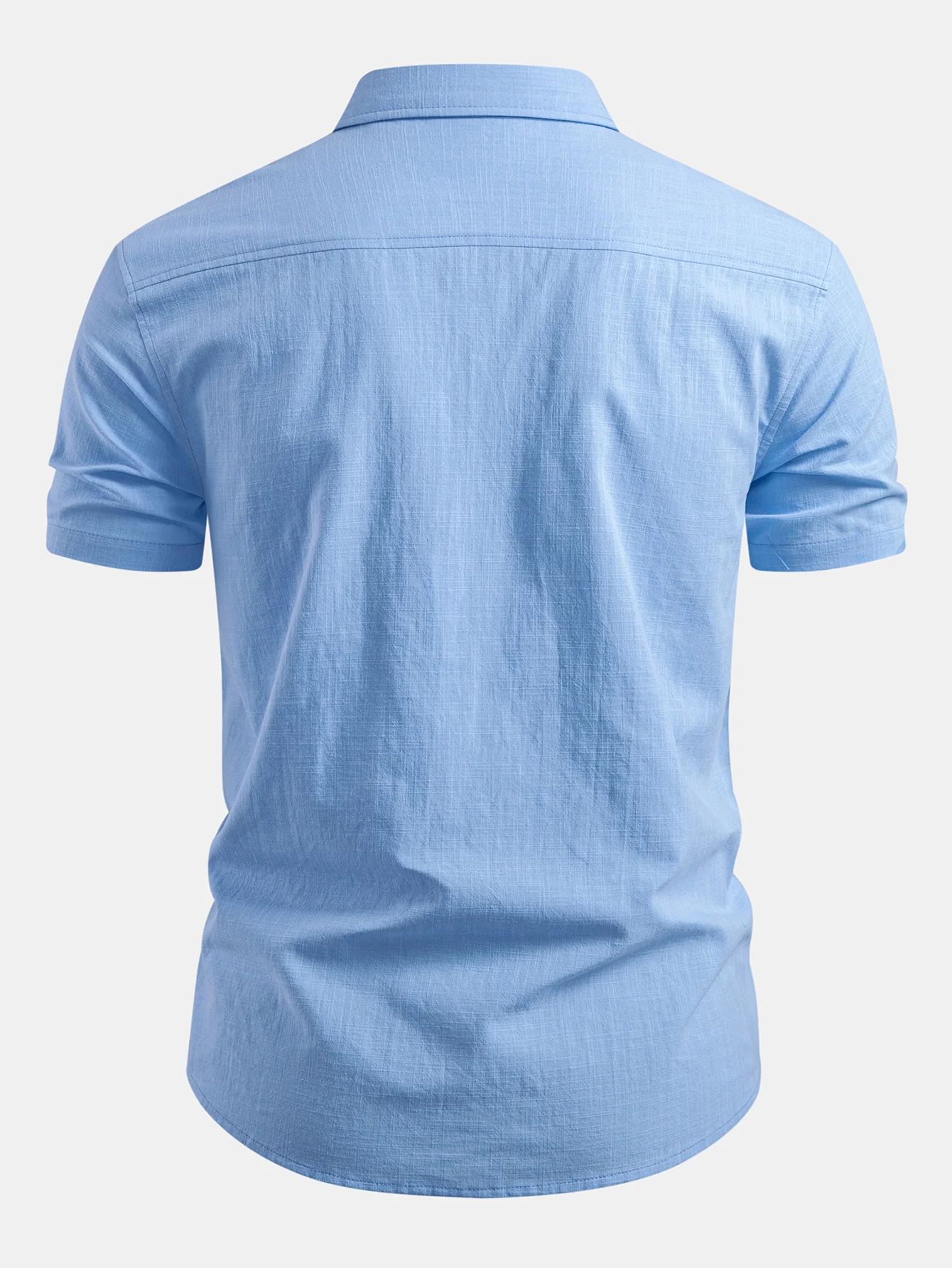 Short Sleeve Linen Look Button Up Shirt - Image 2