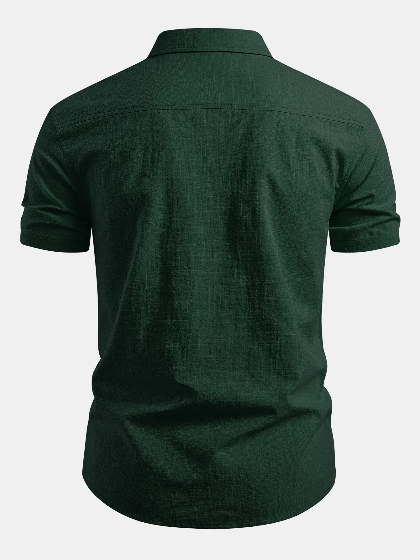 Short Sleeve Linen Look Button Up Shirt - Image 4