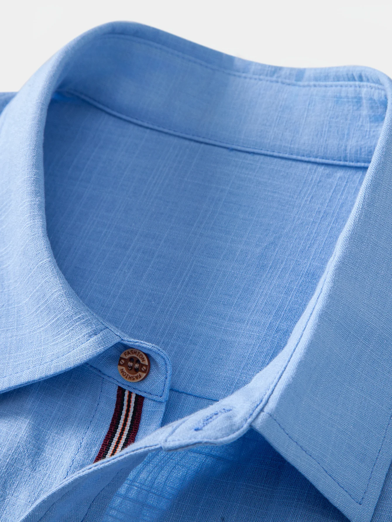 Short Sleeve Linen Look Button Up Shirt - Image 9