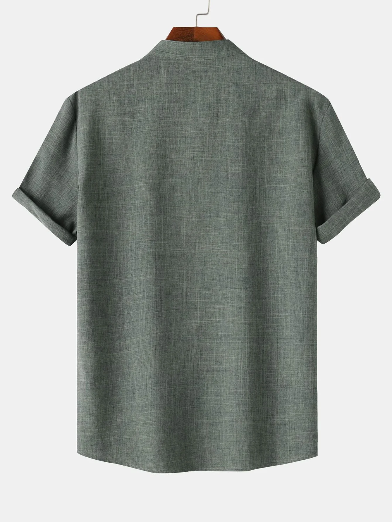 Kurzarm Leinenlook Henley-Shirt - Image 2