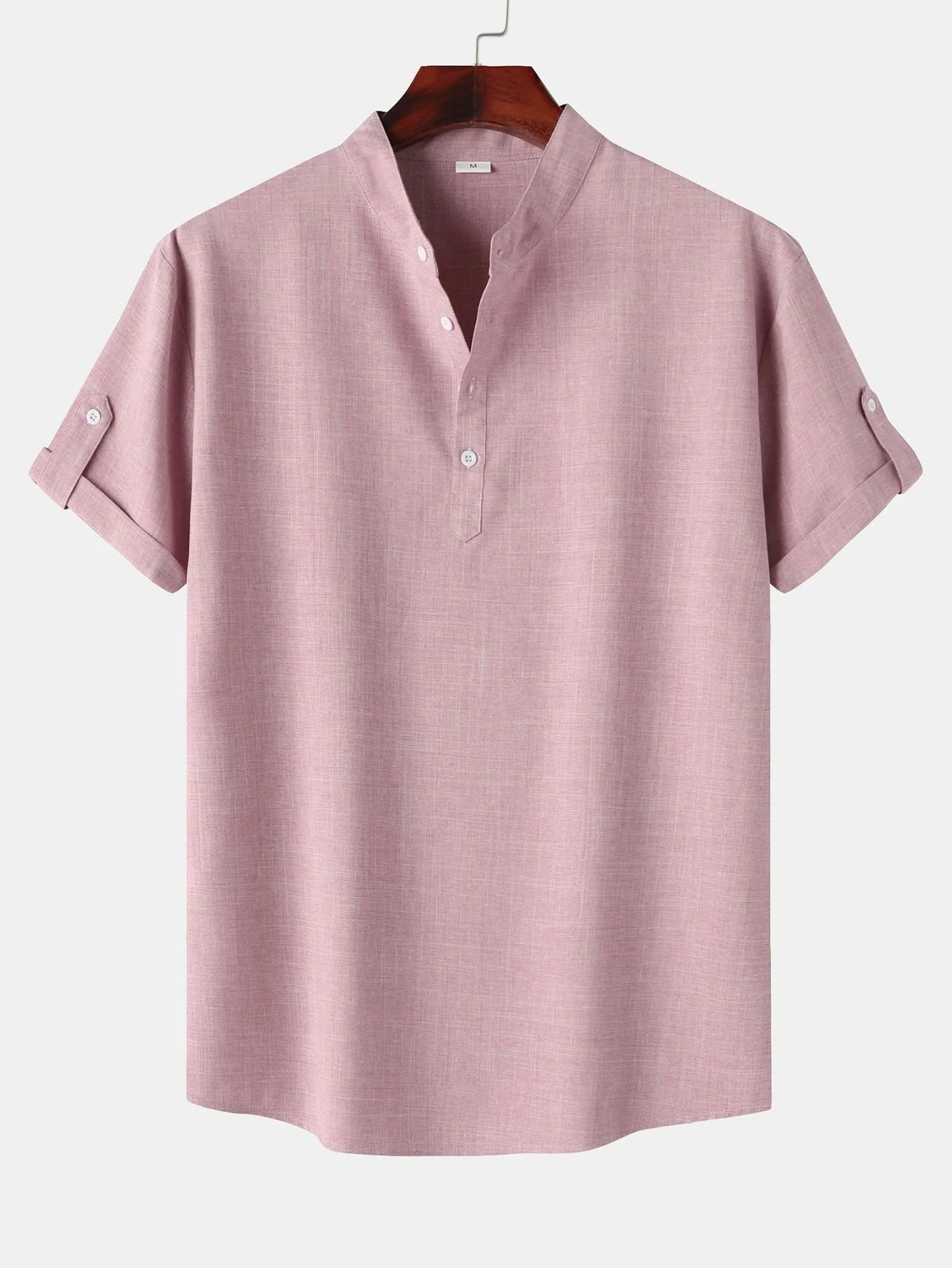 Kurzarm Leinenlook Henley-Shirt - Image 6