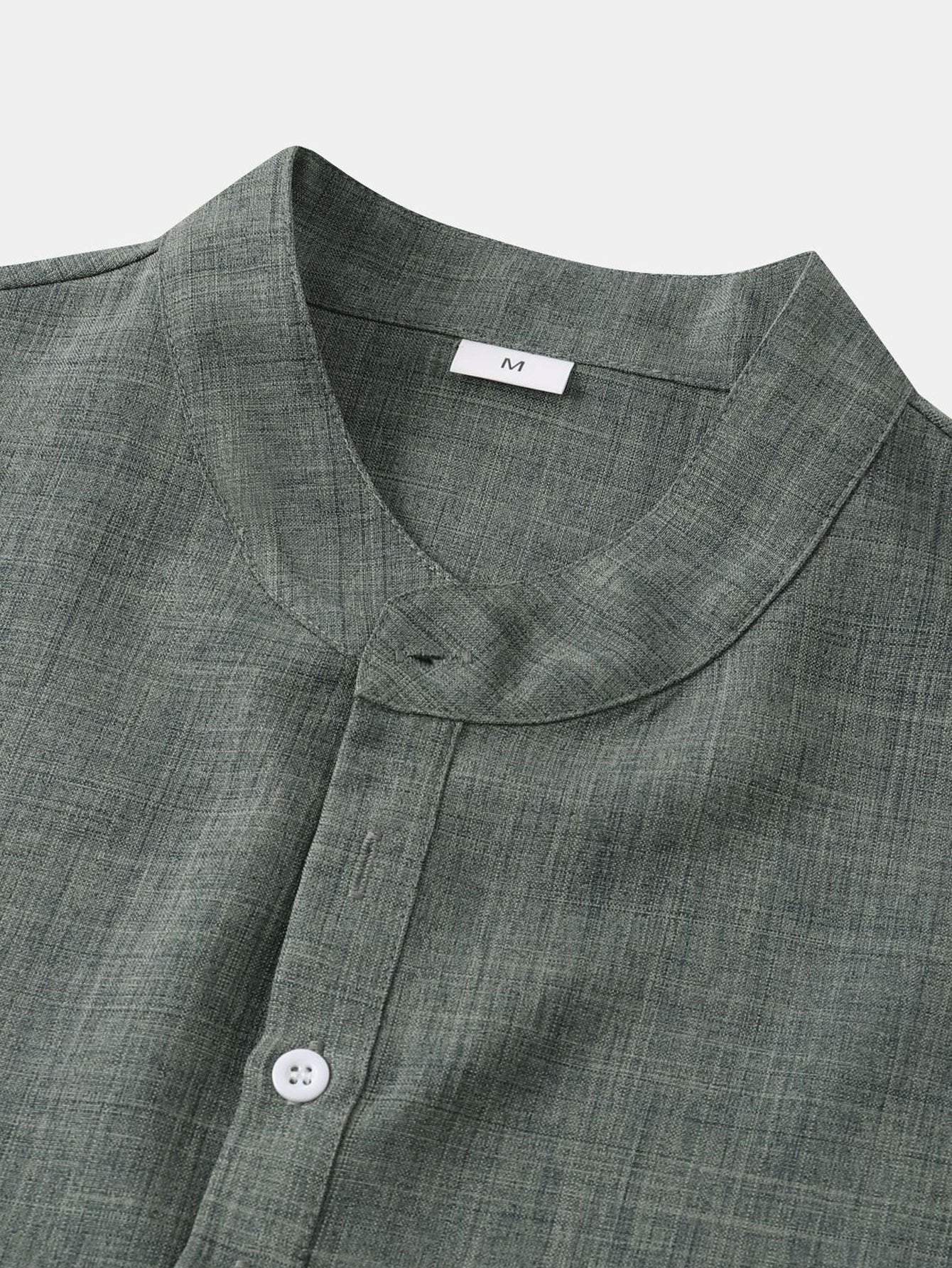 Kurzarm Leinenlook Henley-Shirt - Image 8