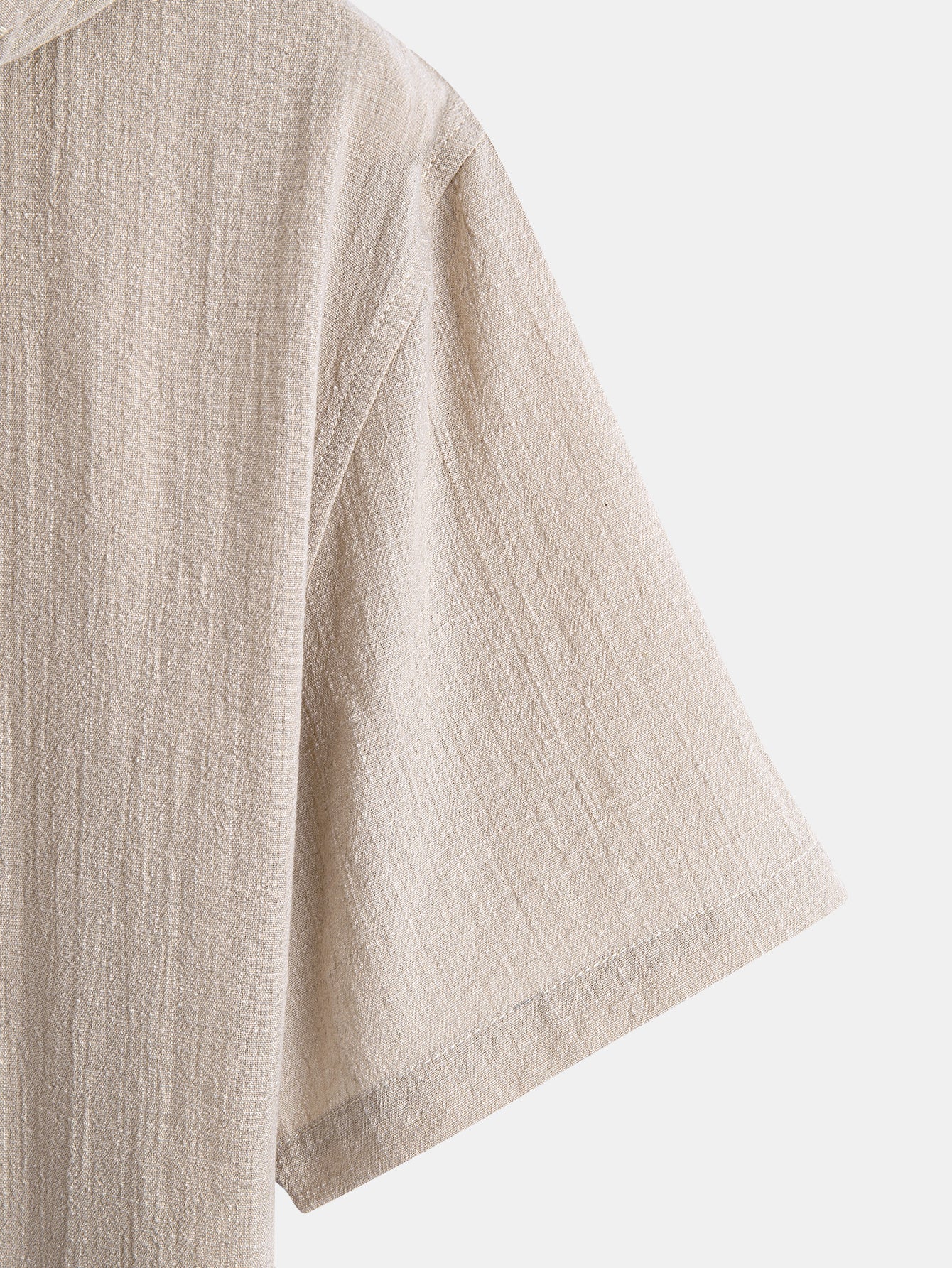 Short Sleeve Linen Look Hooded Shirt - Image 4