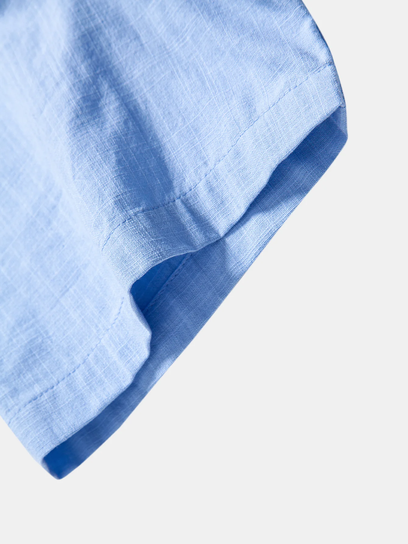 Short Sleeve Linen Look Stand Collar Shirt & Crinkle Textured Straight Leg Pants - Image 23