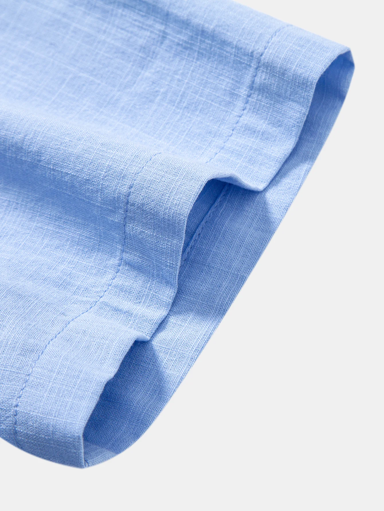 Short Sleeve Linen Look Stand Collar Shirt & Crinkle Textured Drawstring 5" Shorts - Image 23