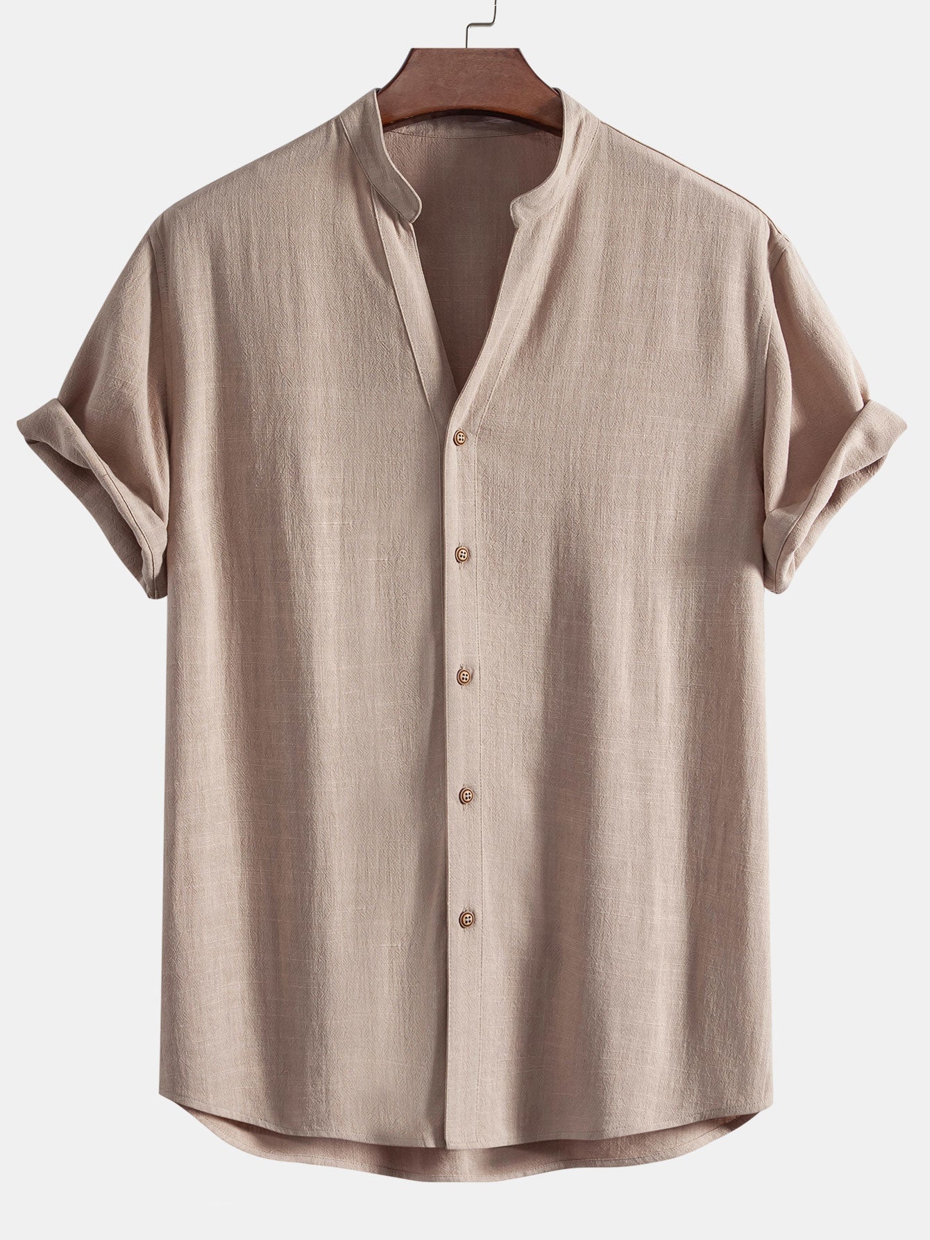 V-Ausschnitt Leinen-Rayon-Mischhemd & gerade Leinenhose - Image 11