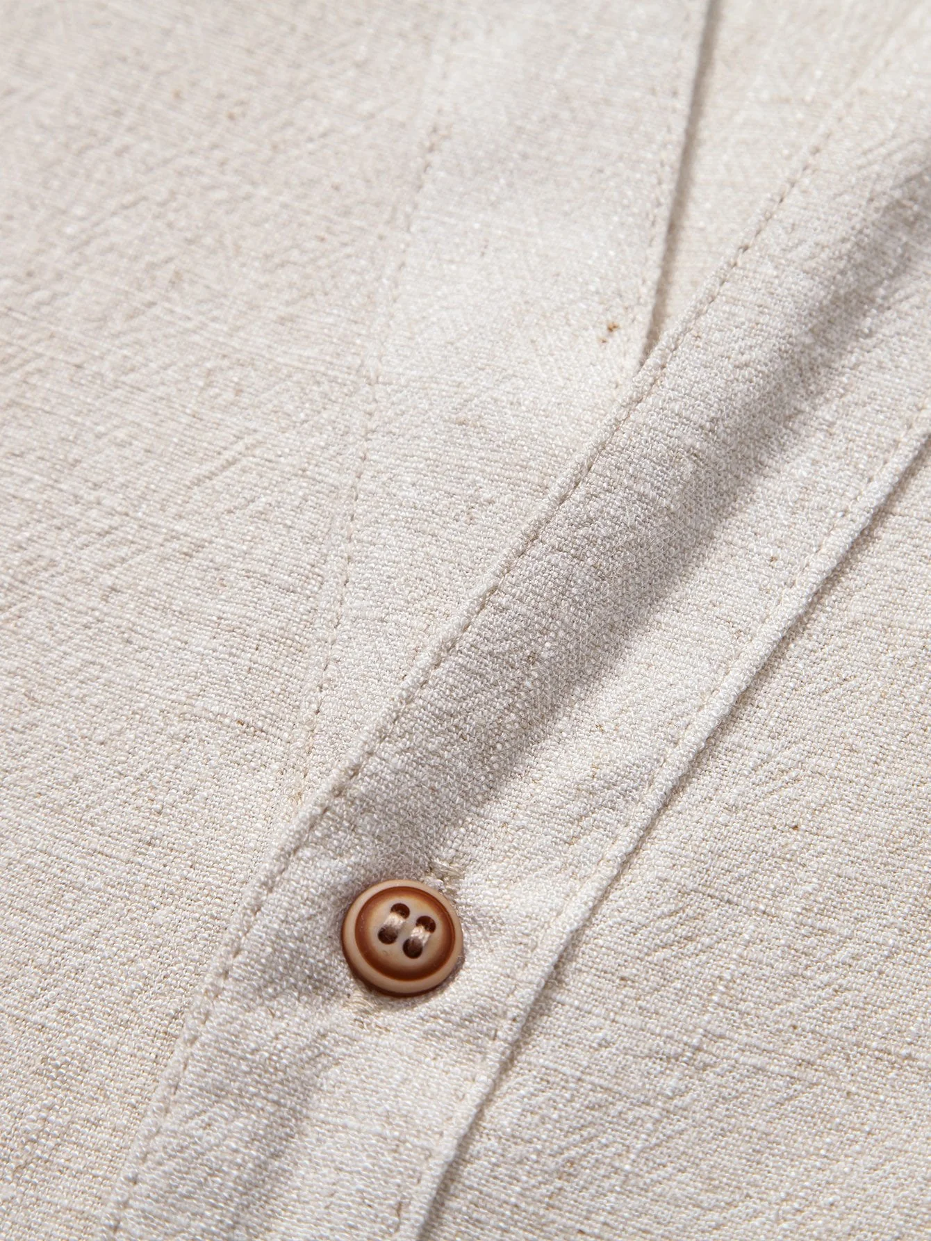 V-Ausschnitt Leinen-Rayon-Mischhemd & gerade Leinenhose - Image 18