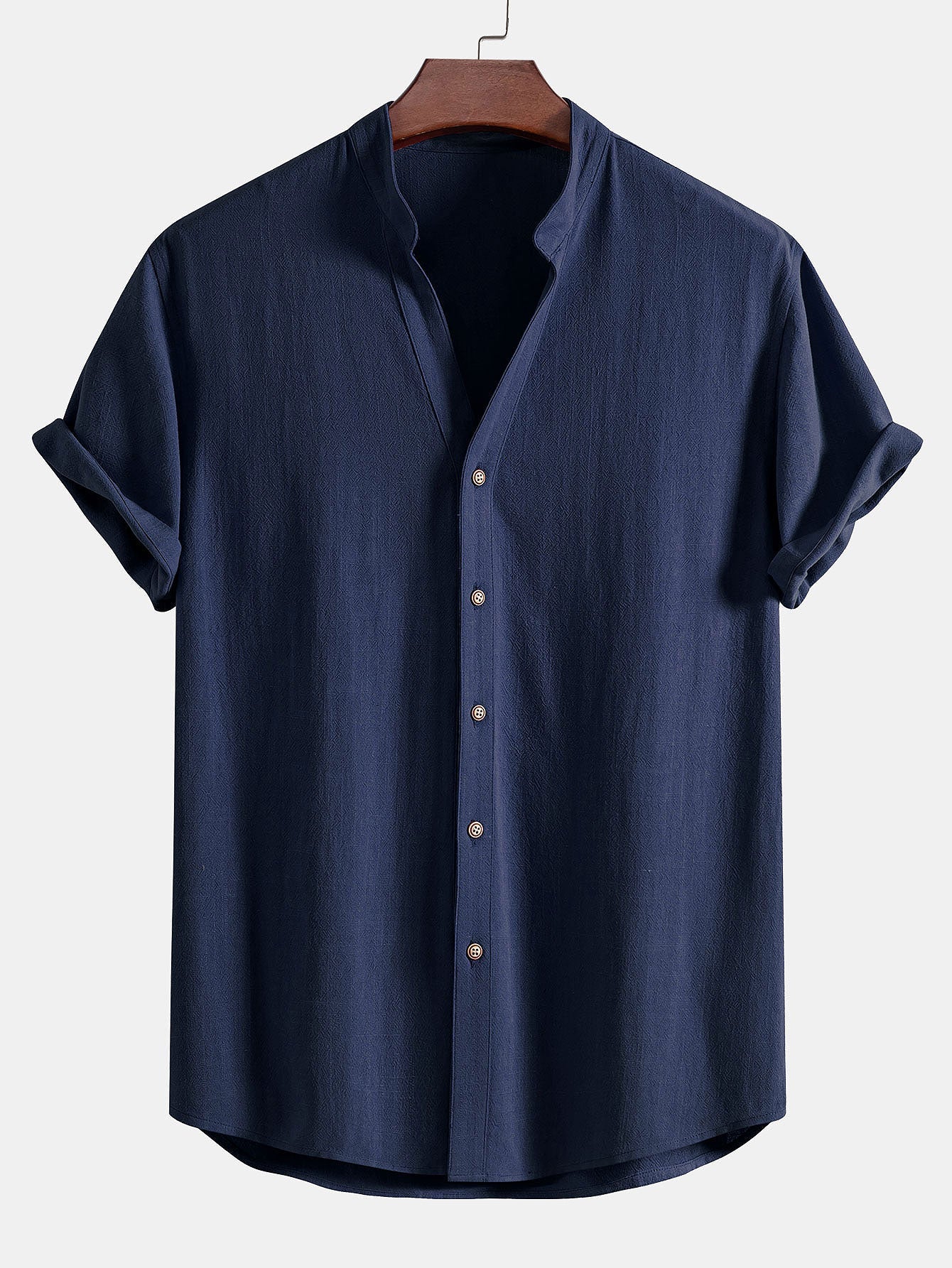 V-Ausschnitt Leinen-Rayon-Mischhemd & gerade Leinenhose - Image 9