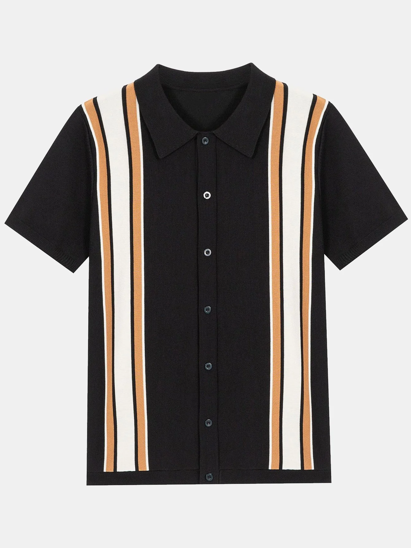 Kurzarm Mehrfarbiger Knopf-Oben Pullover Polo