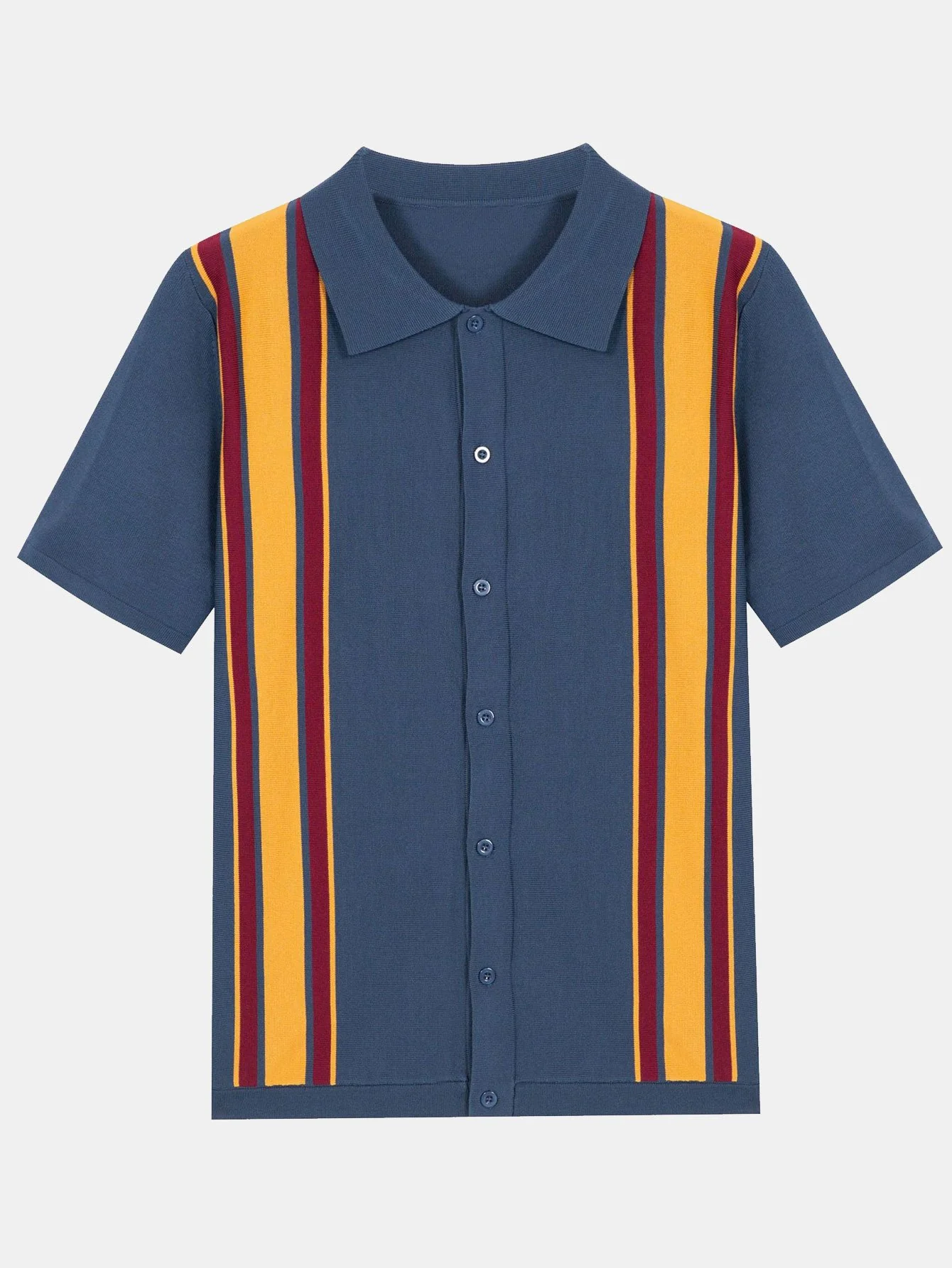 Kurzarm Mehrfarbiger Knopf-Oben Pullover Polo - Image 2