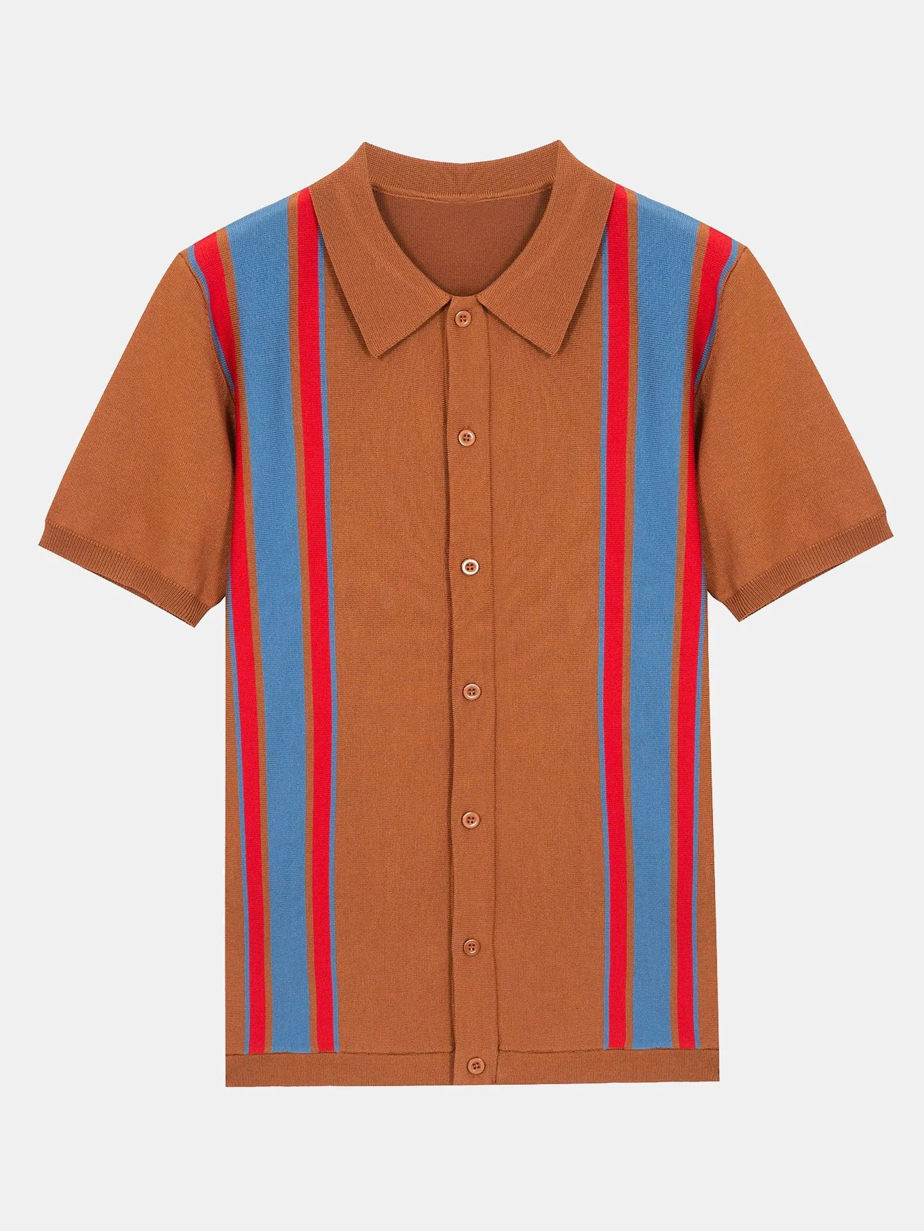 Kurzarm Mehrfarbiger Knopf-Oben Pullover Polo - Image 3