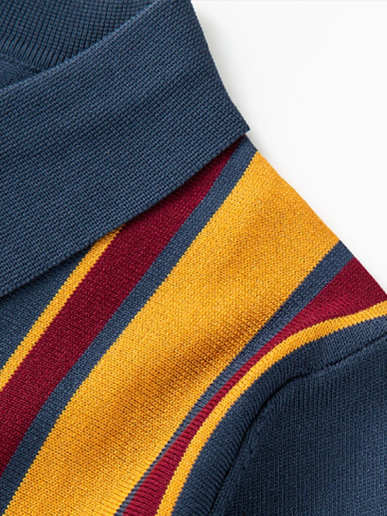 Kurzarm Mehrfarbiger Knopf-Oben Pullover Polo - Image 5